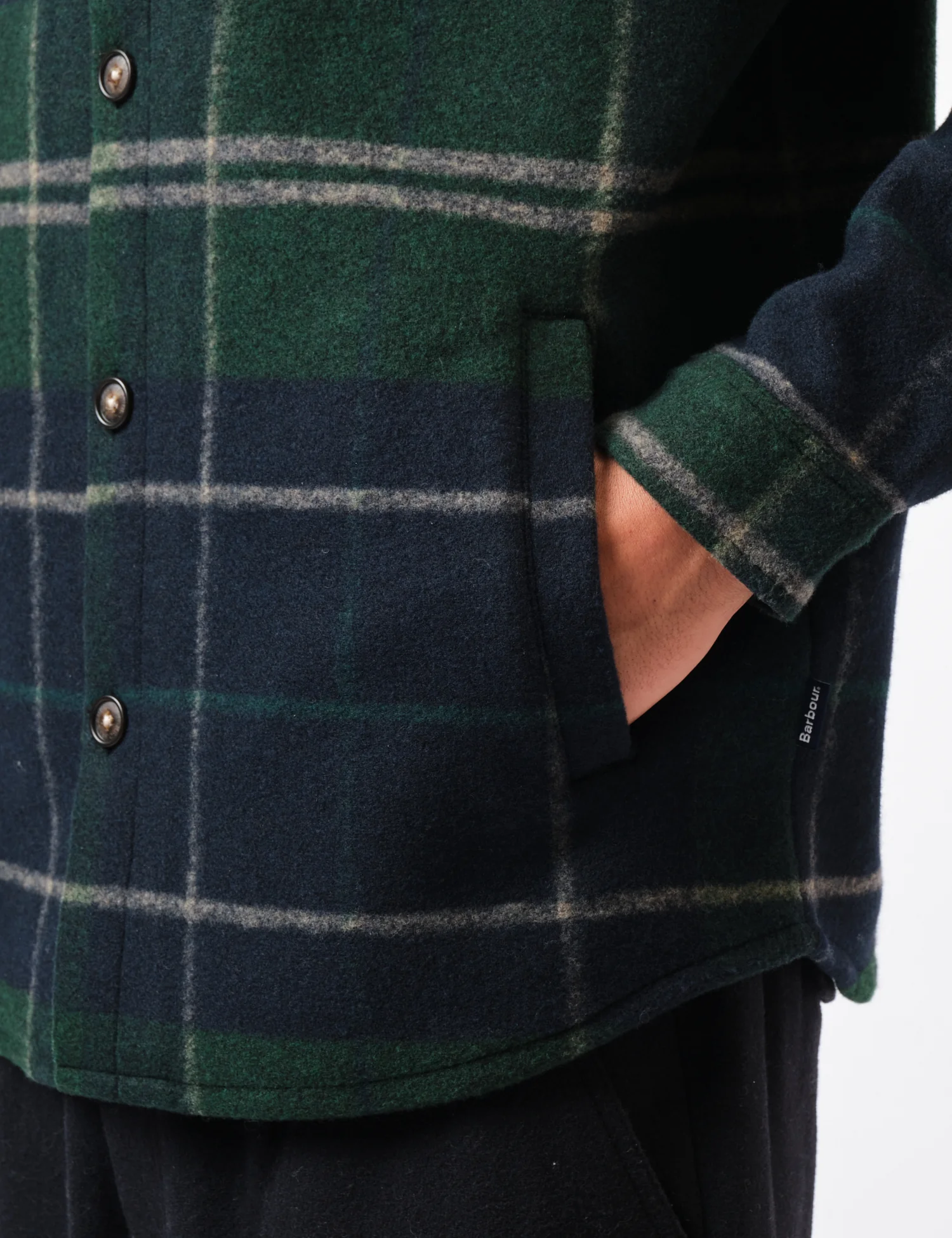 Barbour Chapter Tailored Check Overshirt - Green Lock Tartan - Image 2