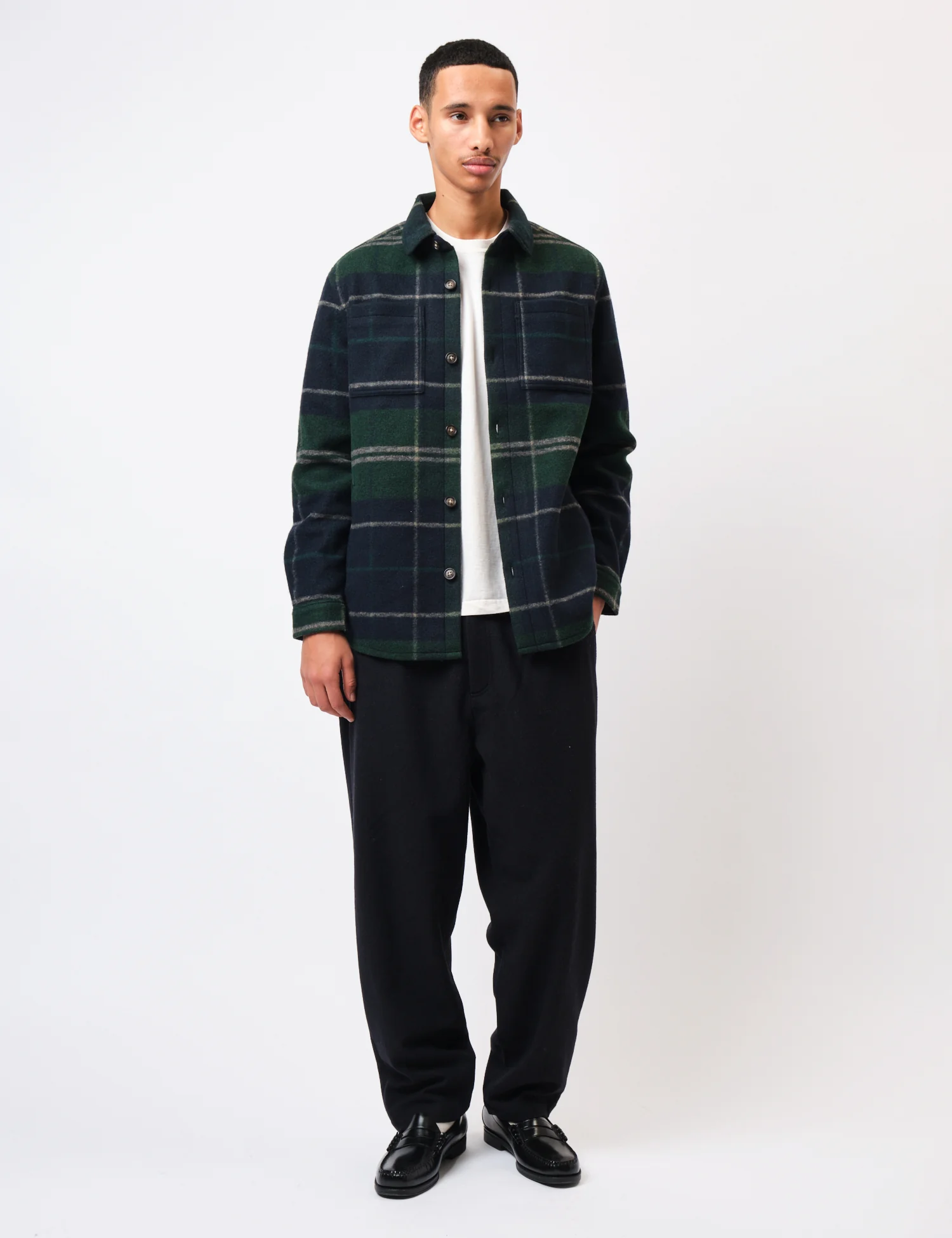 Barbour Chapter Tailored Check Overshirt - Green Lock Tartan - Image 3