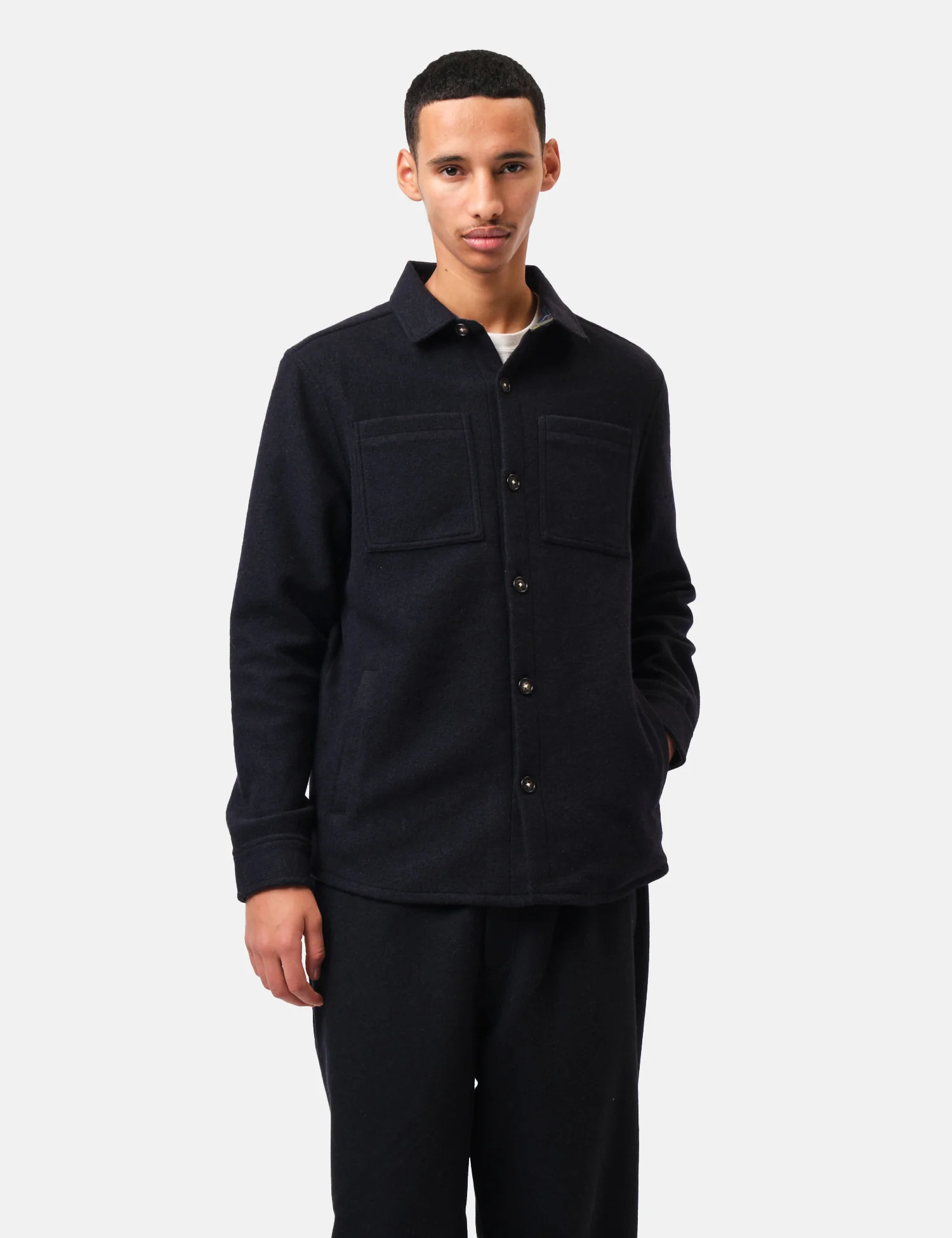 Barbour Marlow Tailored Wool Blend Overshirt - Navy Marl - Image 4