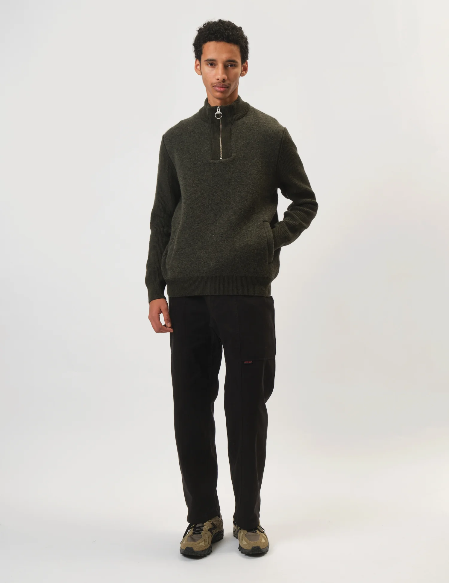 Barbour Milburn Half Zip Knitted Jumper - Dark Olive Green - Image 3