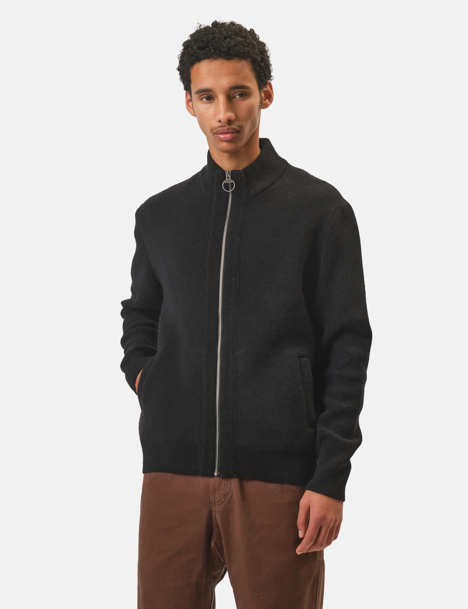 Barbour Milburn Zip Through Knitted Jumper - Black - Image 4