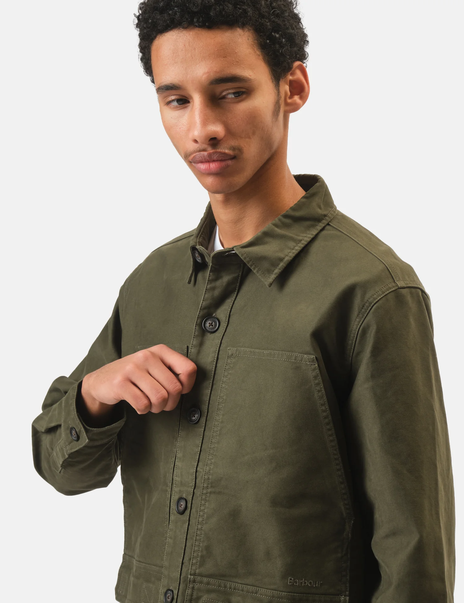 Barbour Newbirch Cotton Sateen Overshirt - Forest Green - Image 2