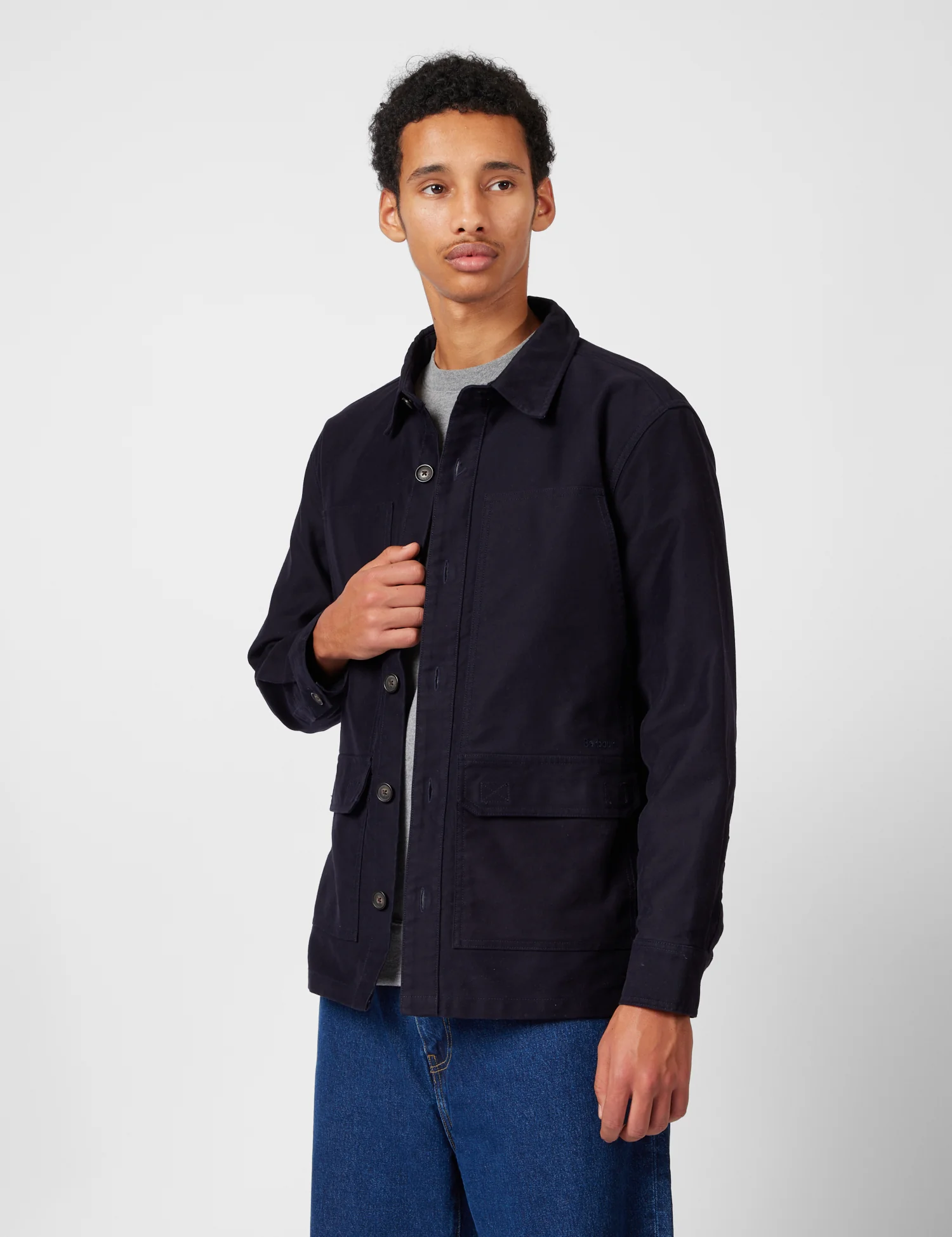 Barbour Newbirch Cotton Sateen Overshirt - Navy Blue - Image 5