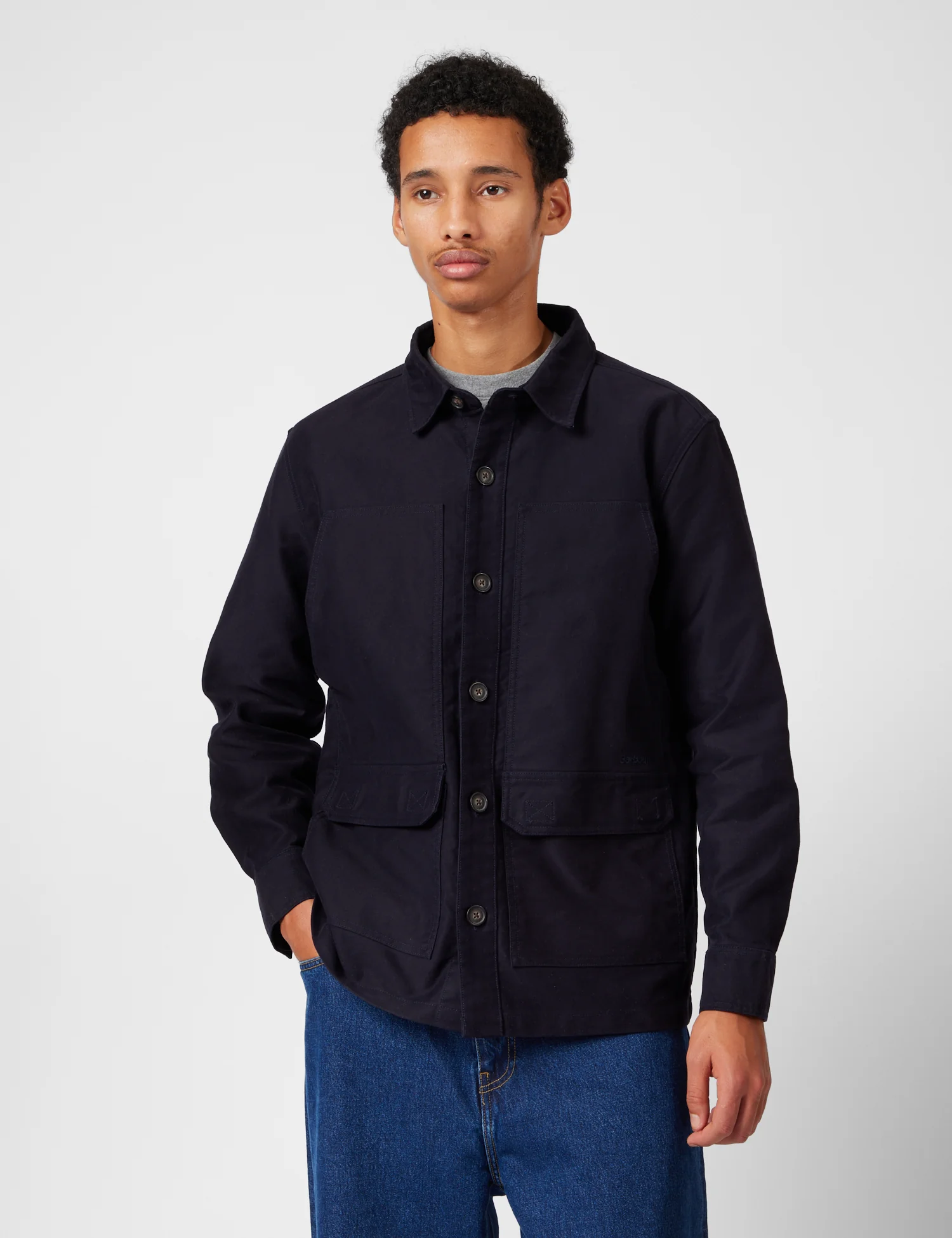 Barbour Newbirch Cotton Sateen Overshirt - Navy Blue - Image 6