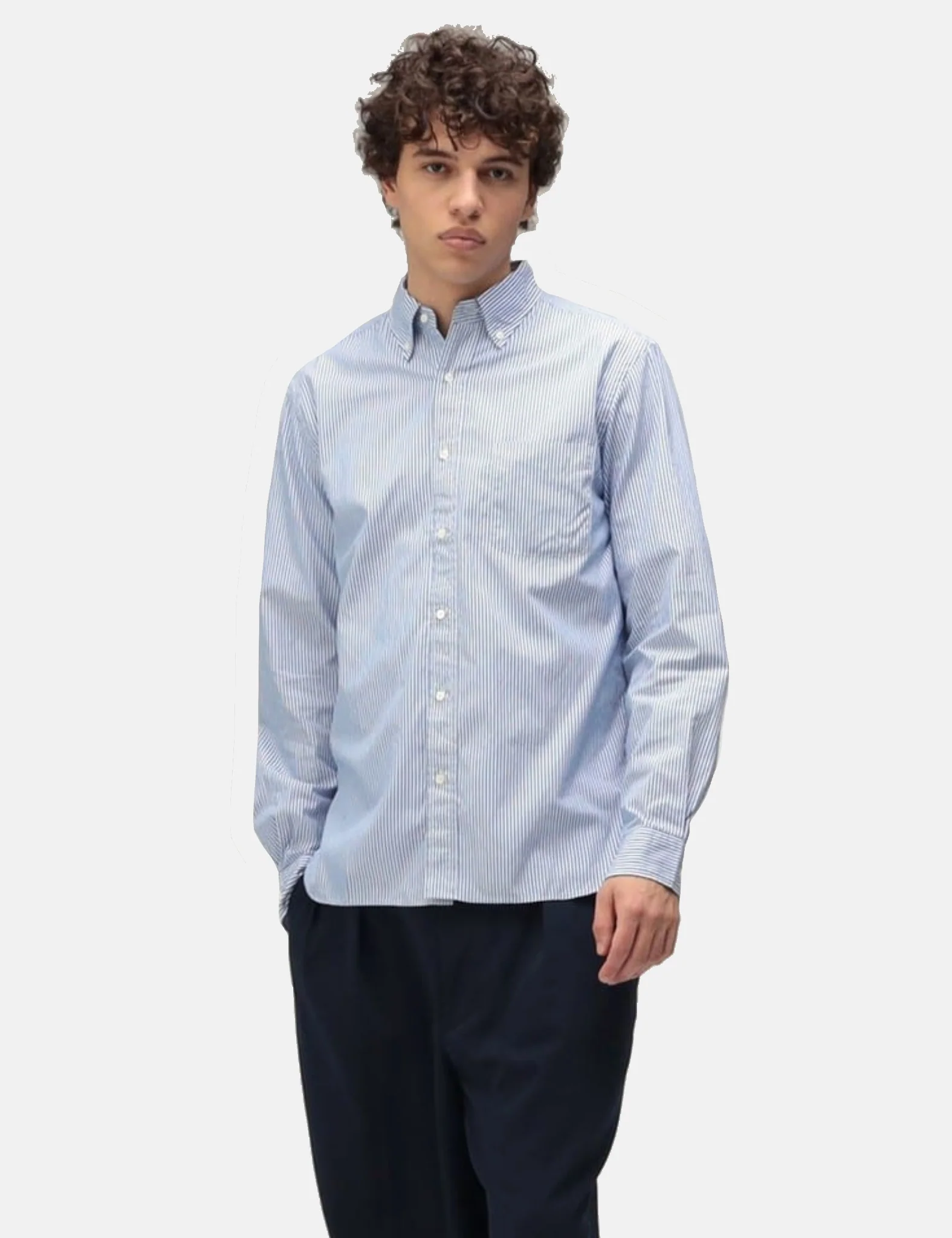 Beams Plus B.D. London Stripe Shirt - Navy Blue - Image 2