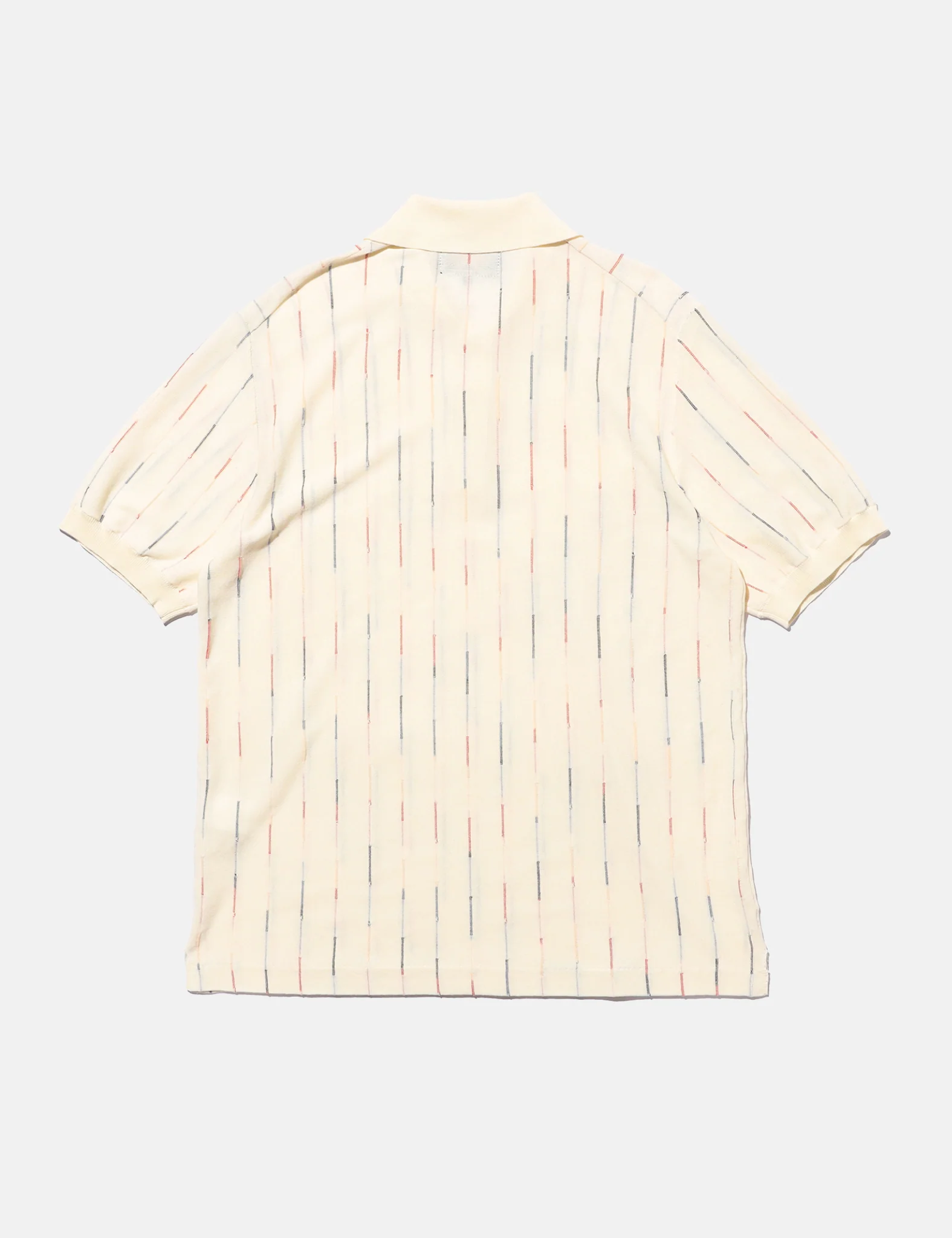 Beams Plus Knit Polo (Kasuri Stripe) - White - Image 3
