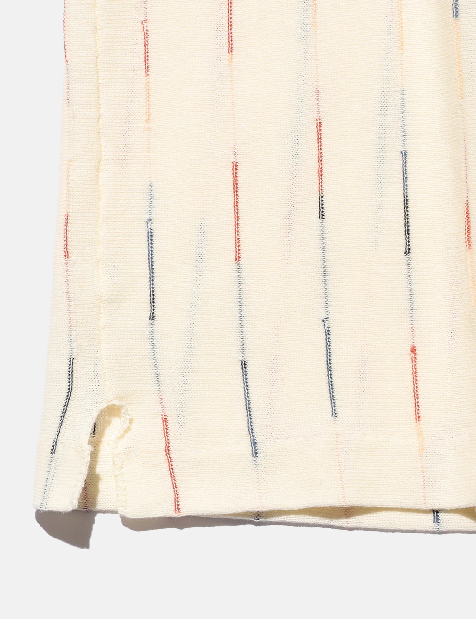 Beams Plus Knit Polo (Kasuri Stripe) - White - Image 4