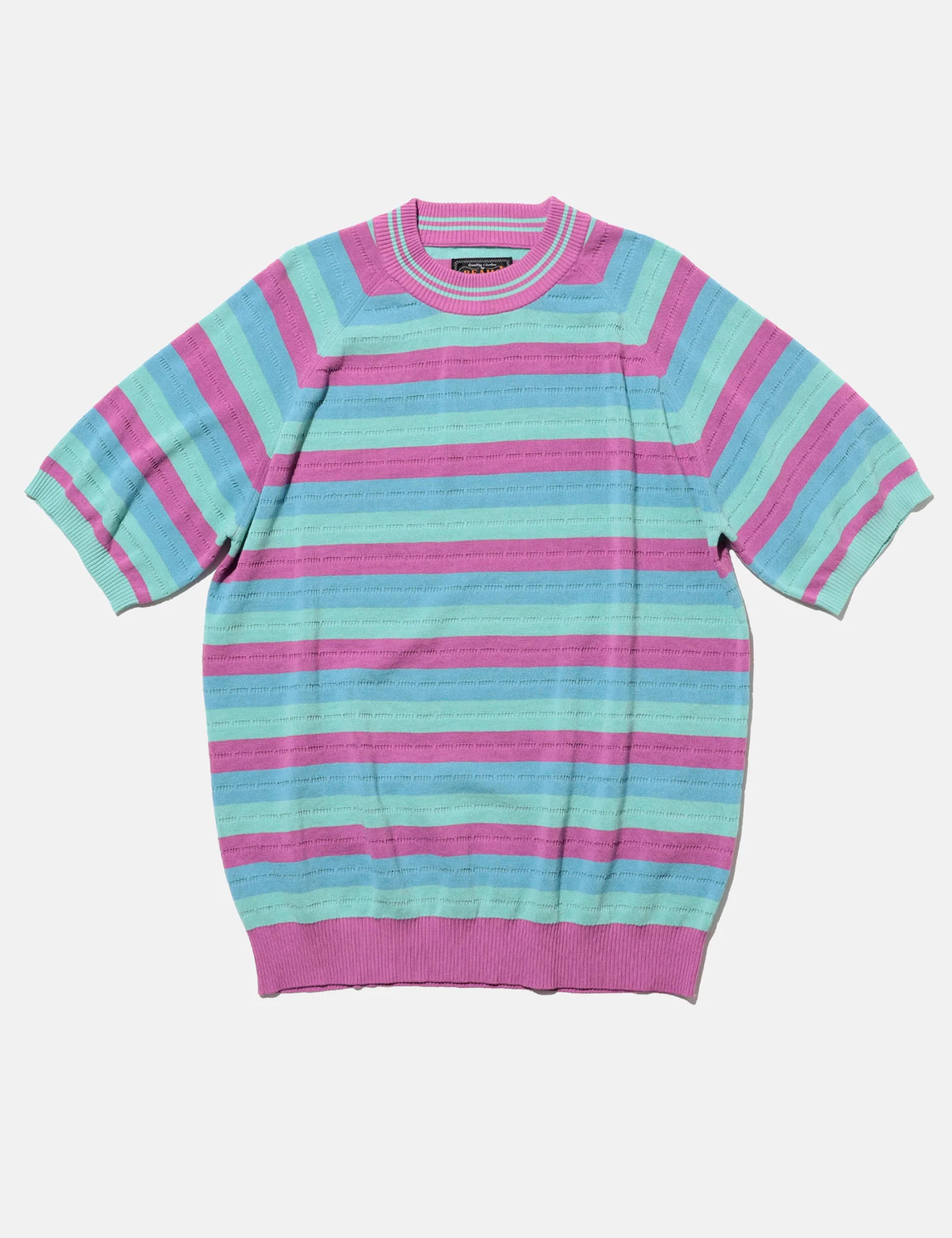 Beams Plus Knit Stripe T-Shirt - Lavender