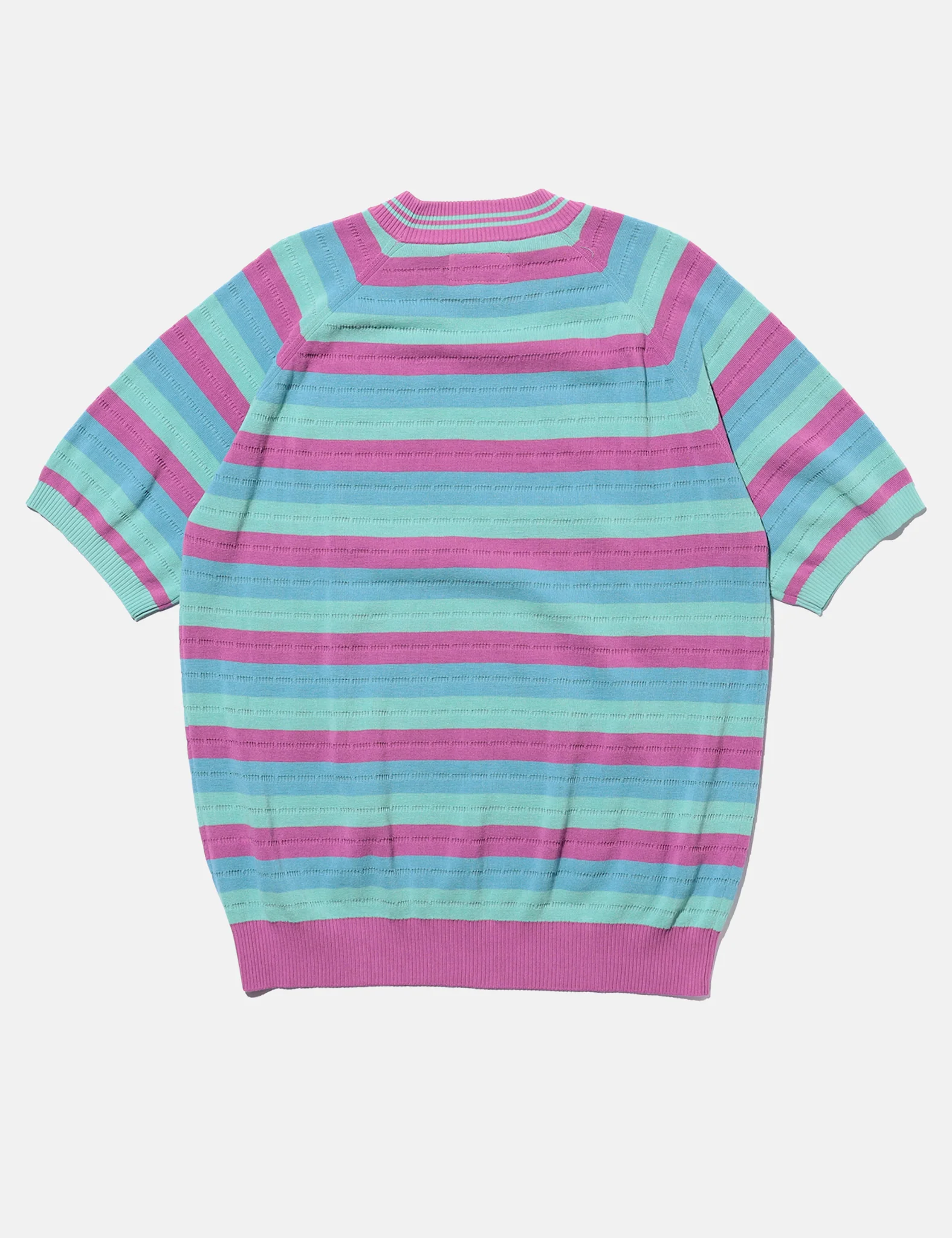 Beams Plus Knit Stripe T-Shirt - Lavender - Image 3