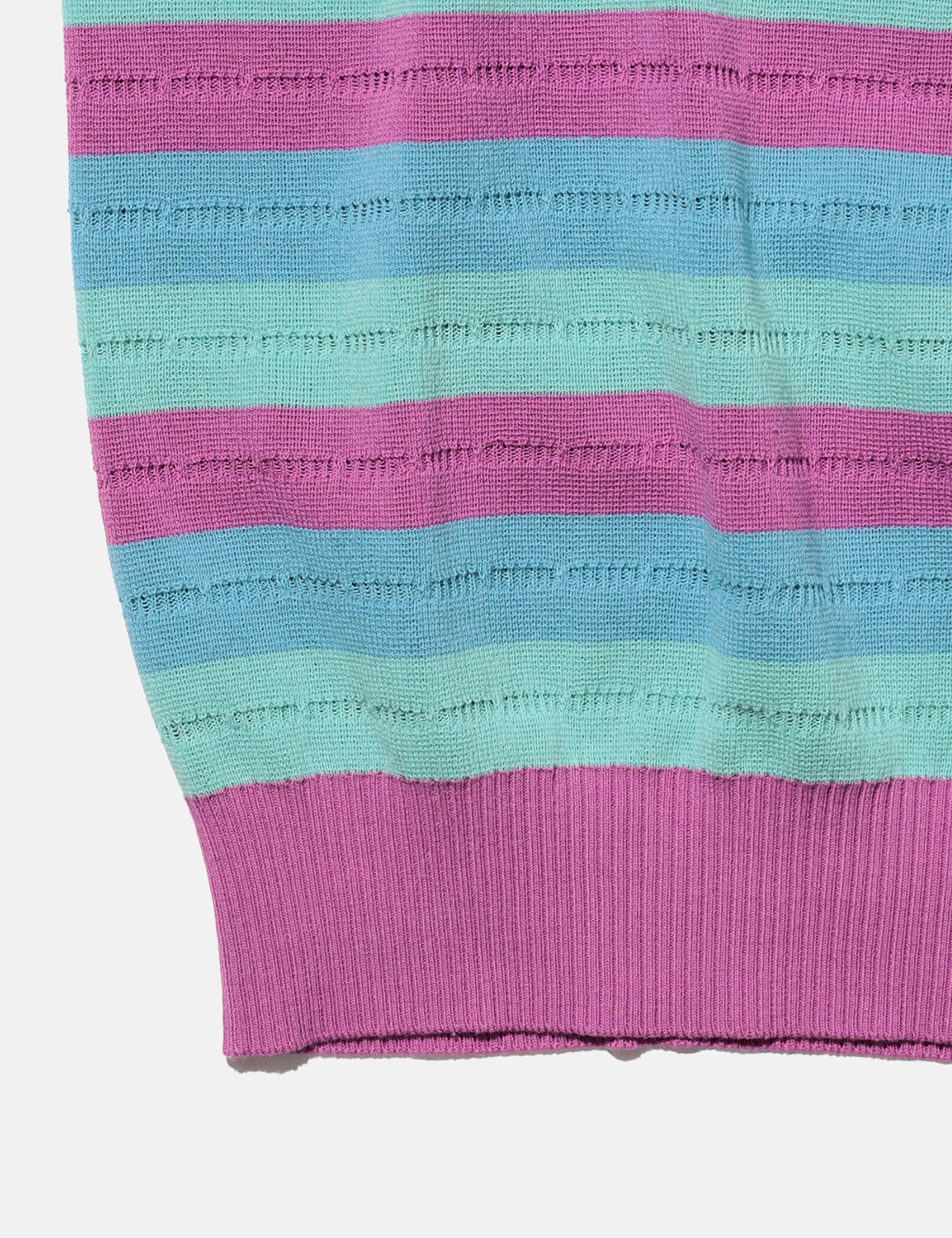 Beams Plus Knit Stripe T-Shirt - Lavender - Image 4