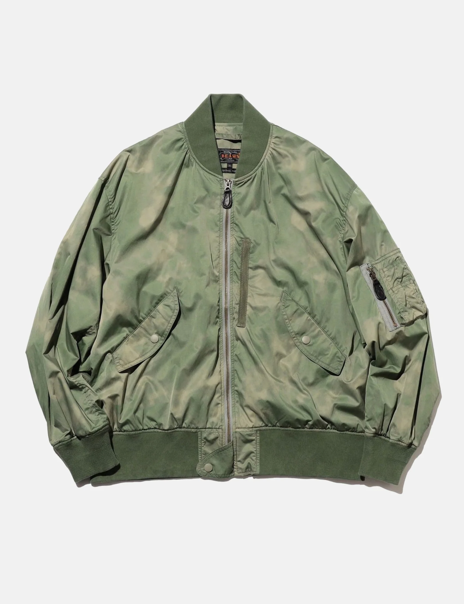 Beams Plus MIL Flight Jacket (NYCO Twill Pigment Print) - Sage Green