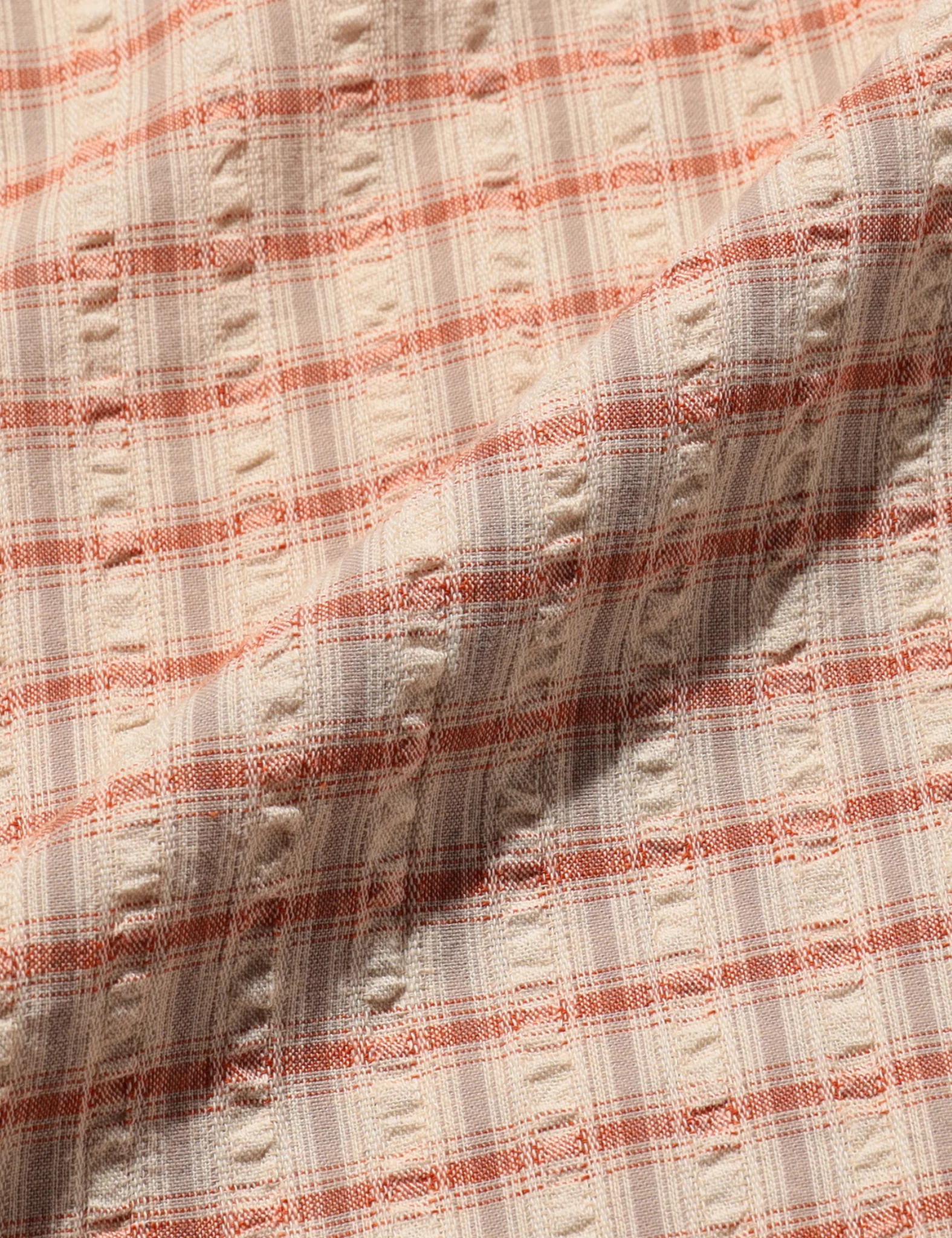Beams Plus Open B.D. Plaid Shirt (Seersucker) - Red - Image 4