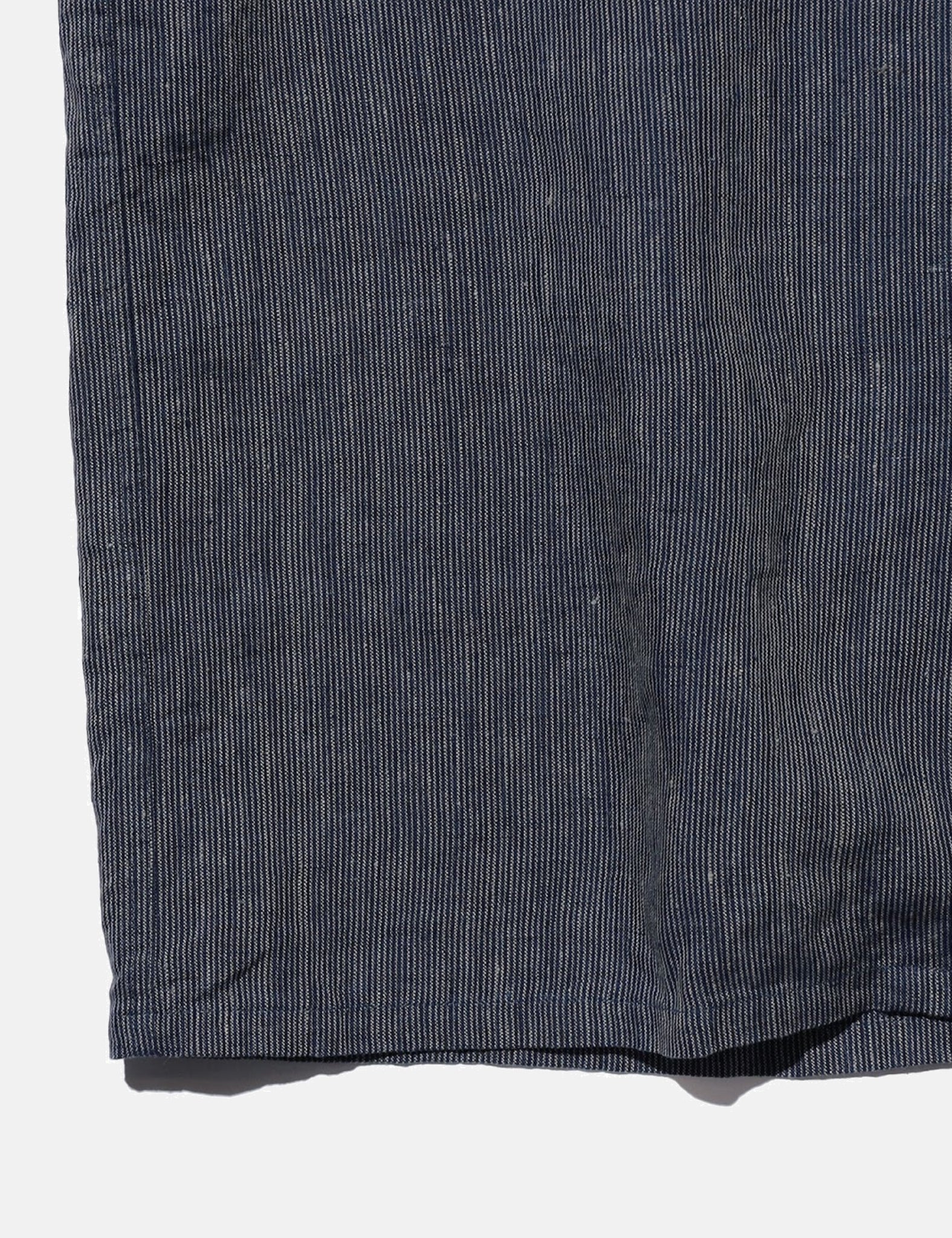 Beams Plus Open Collar Indigo Linen Stripe Shirt - Indigo Blue - Image 4