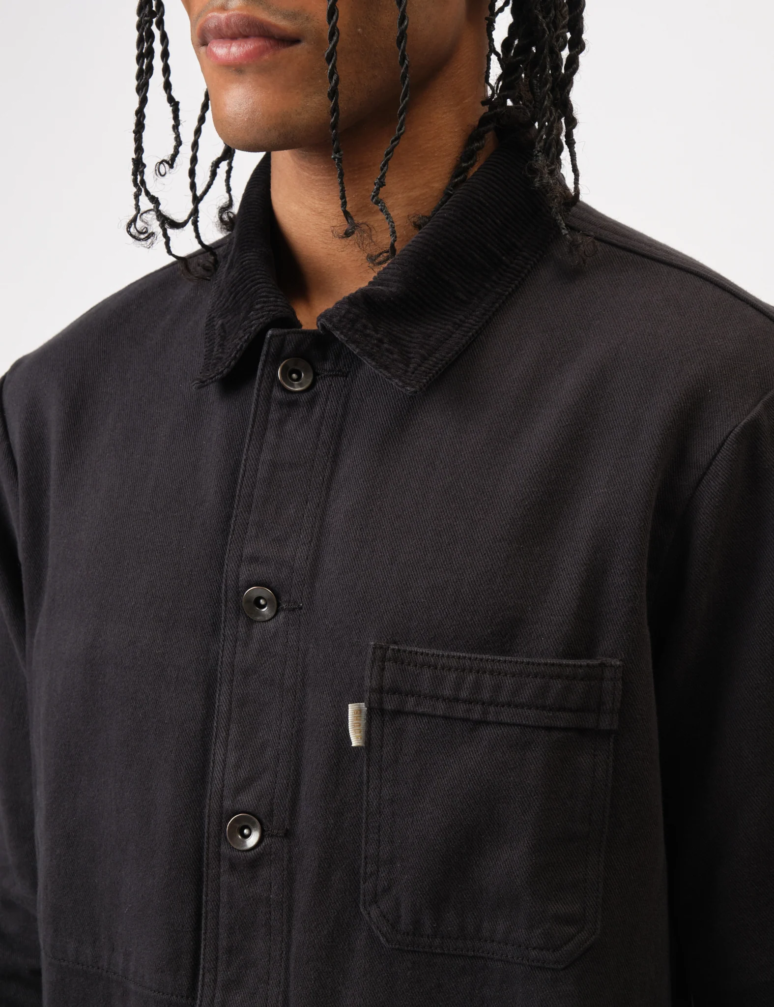 Bhode Chore Jacket Cord Collar - Anthracite Black - Image 2