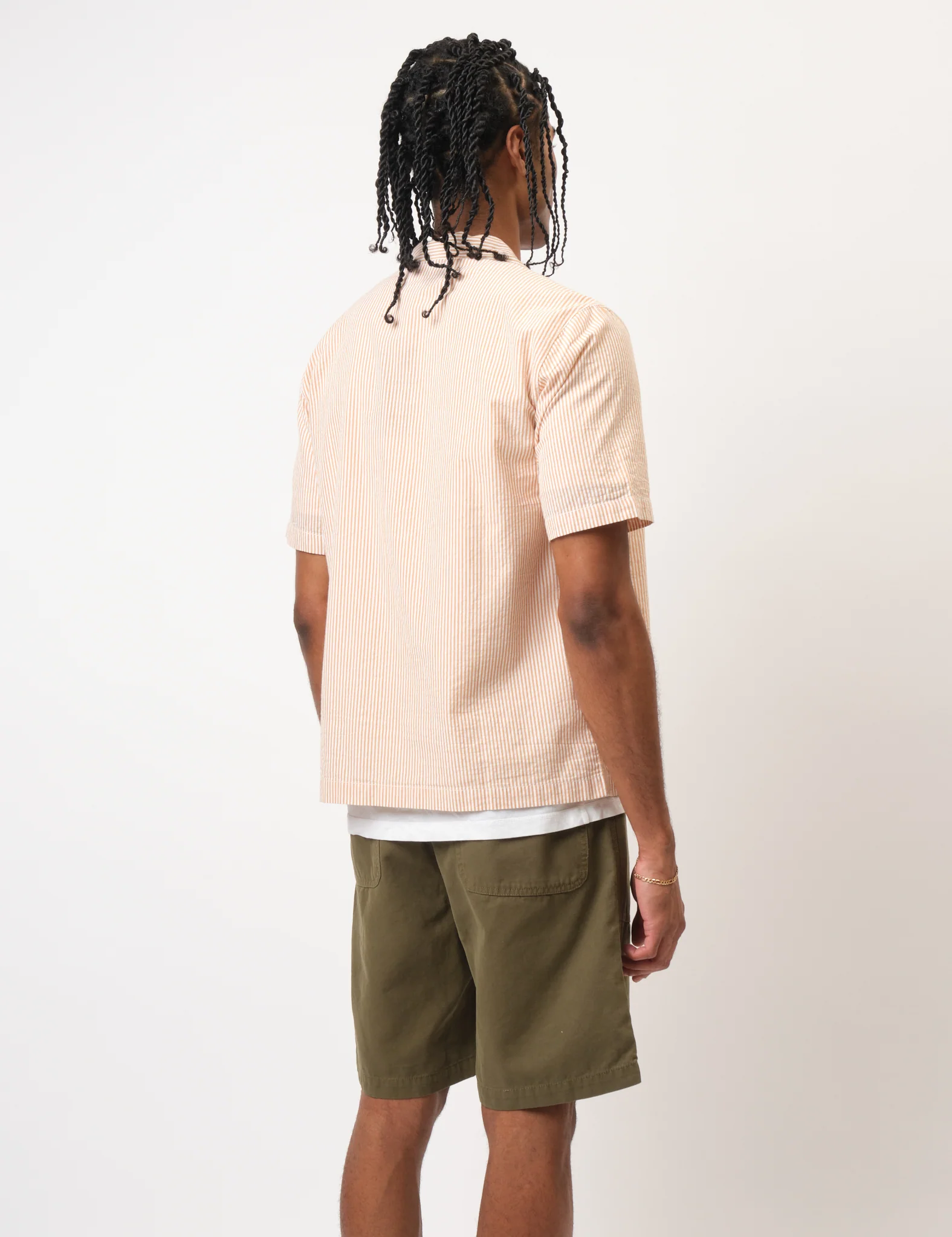 Bhode Cuca Seersucker Stripe Short Sleeve Shirt  - Rust/White - Image 4