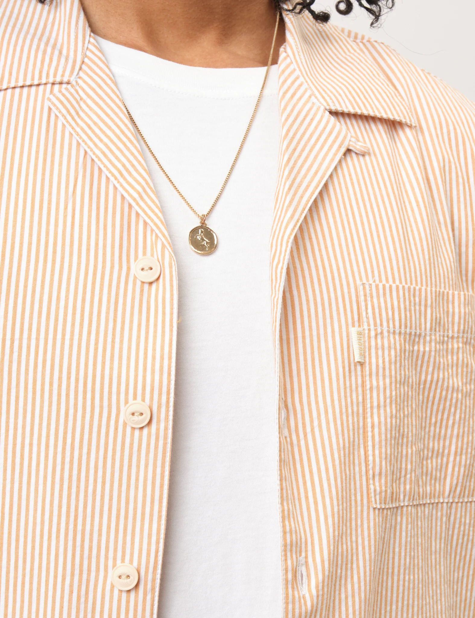 Bhode Cuca Seersucker Stripe Short Sleeve Shirt  - Rust/White - Image 6