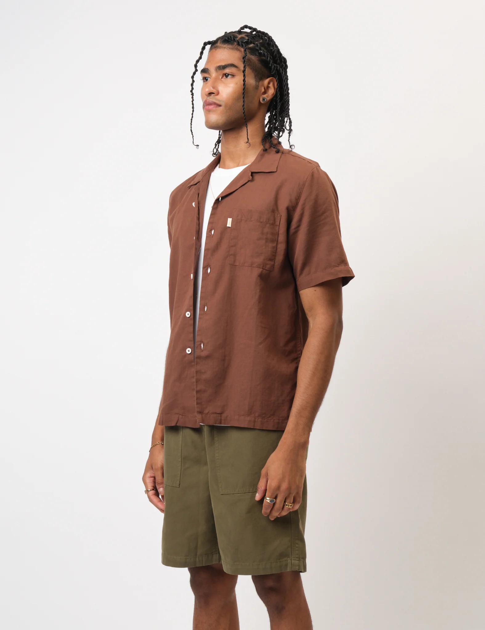 Bhode Cuca Short Sleeve Shirt (Linen) - Brown - Image 7