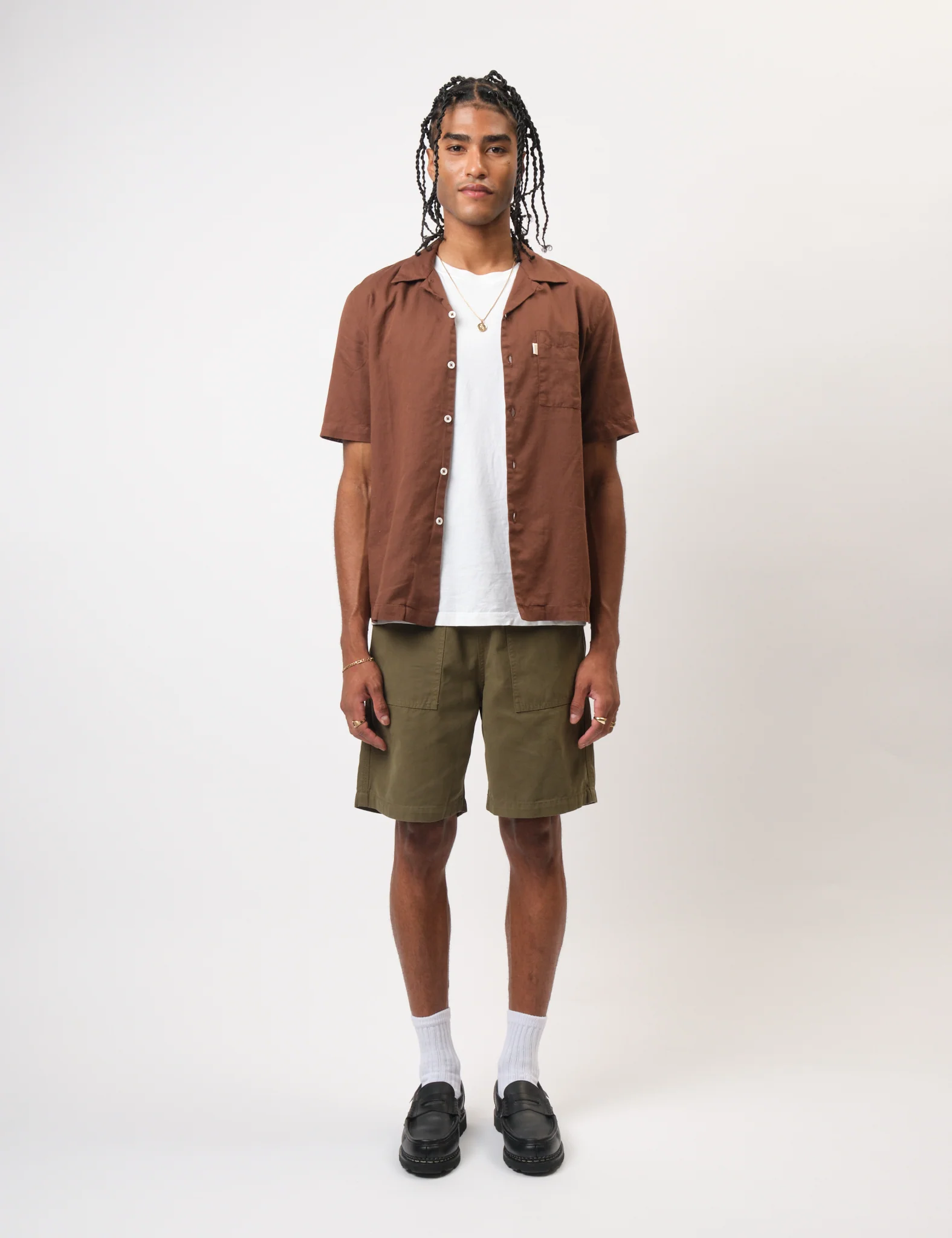 Bhode Cuca Short Sleeve Shirt (Linen) - Brown - Image 8