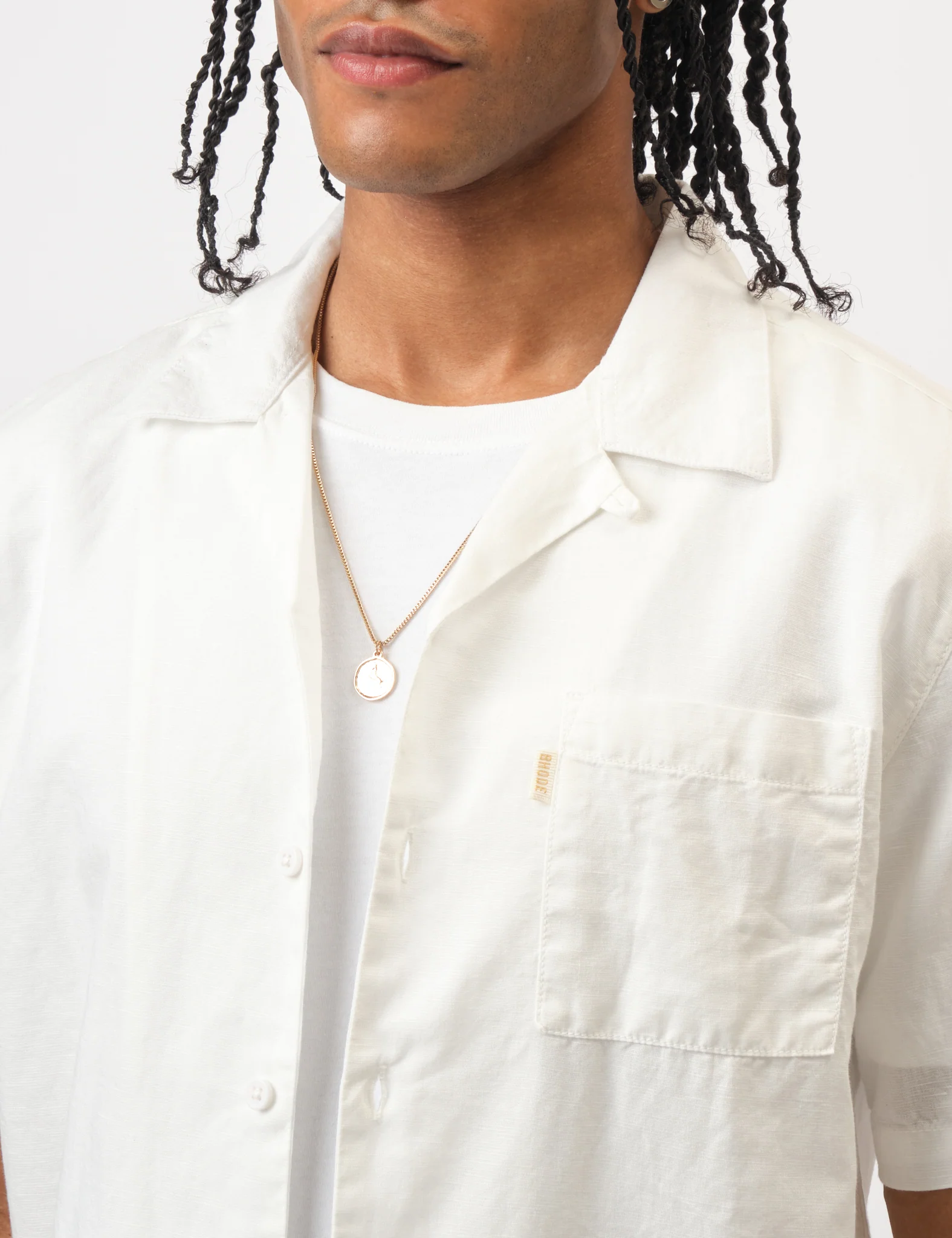Bhode Cuca Short Sleeve Shirt (Linen) - Ivory White - Image 2