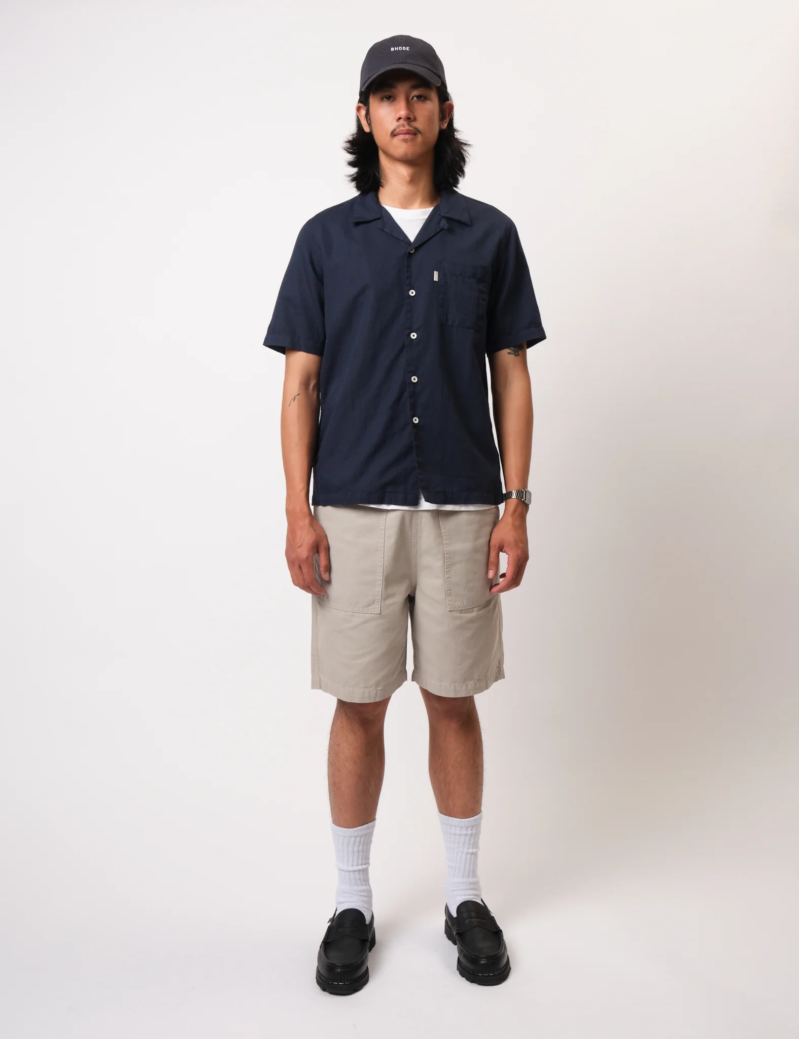 Bhode Cuca Short Sleeve Shirt (Linen) - Midnight Navy Blue - Image 4