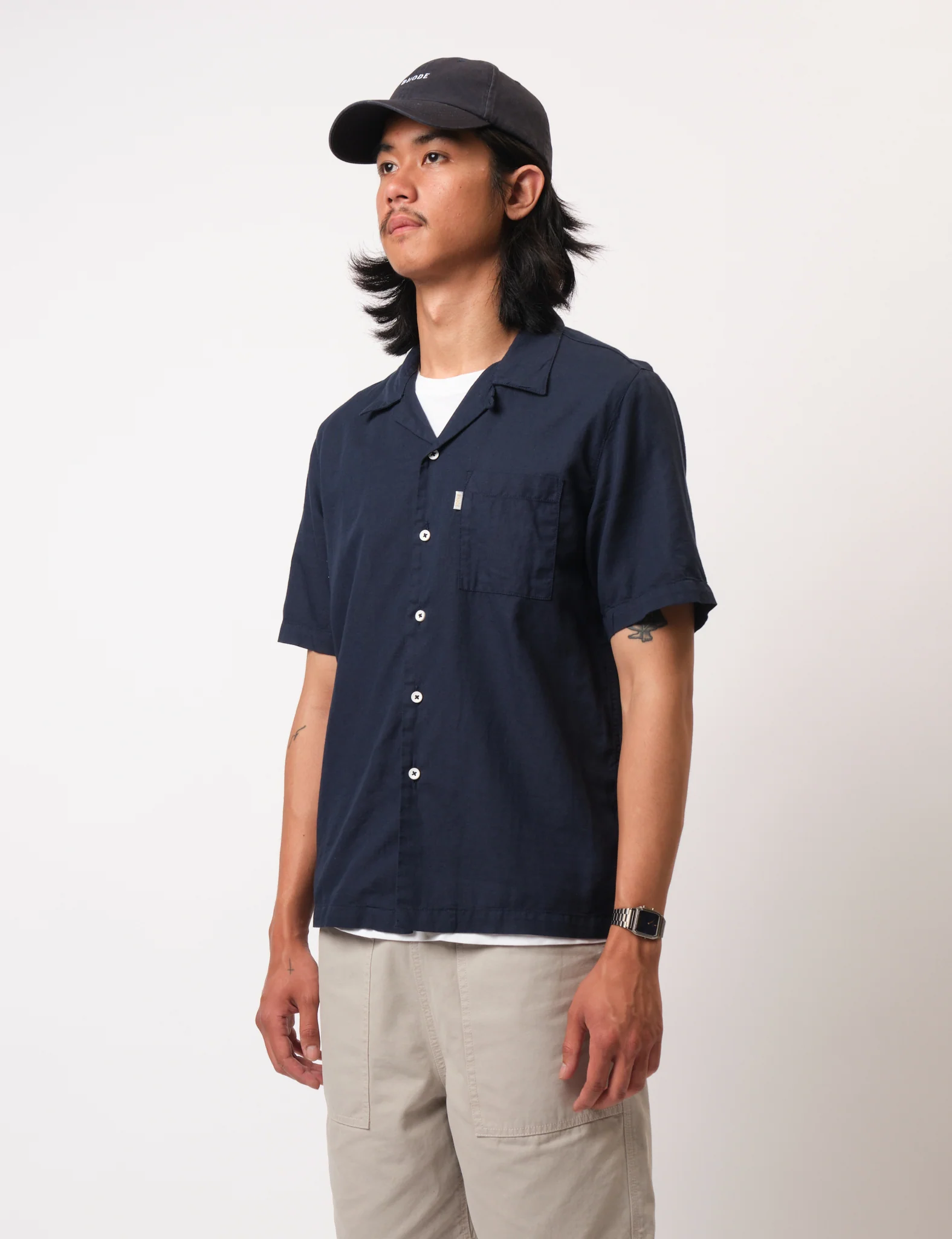 Bhode Cuca Short Sleeve Shirt (Linen) - Midnight Navy Blue - Image 5