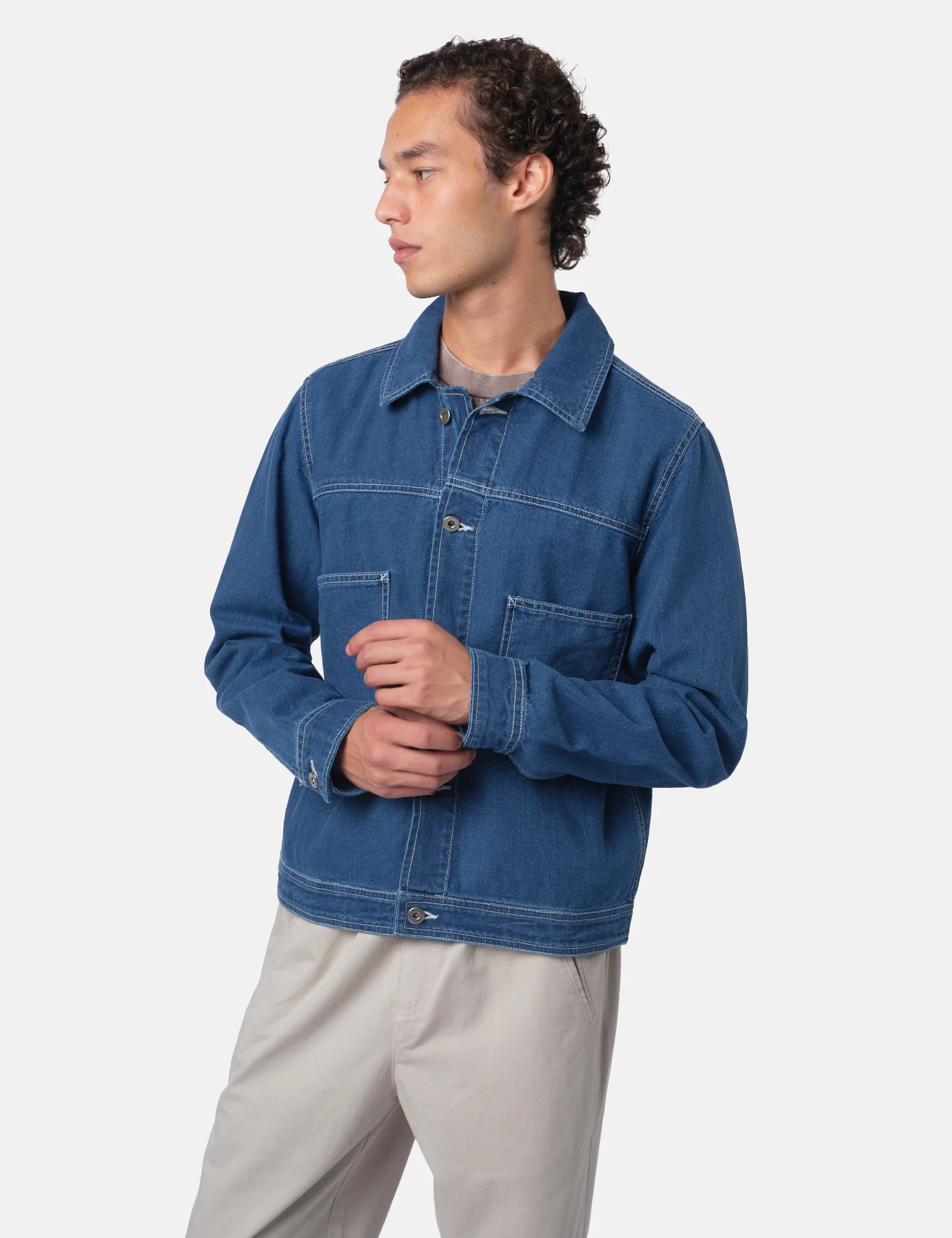 Bhode Denim Jacket - Washed Indigo Blue - Image 6