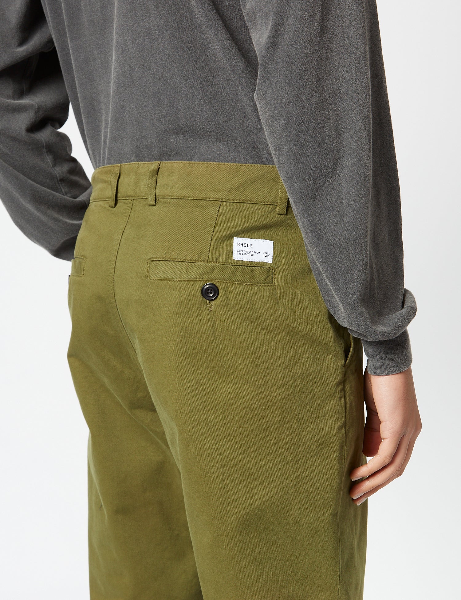 Bhode Everyday Pant Italian Cotton (Relaxed, Straight) - Olive Green - Image 2
