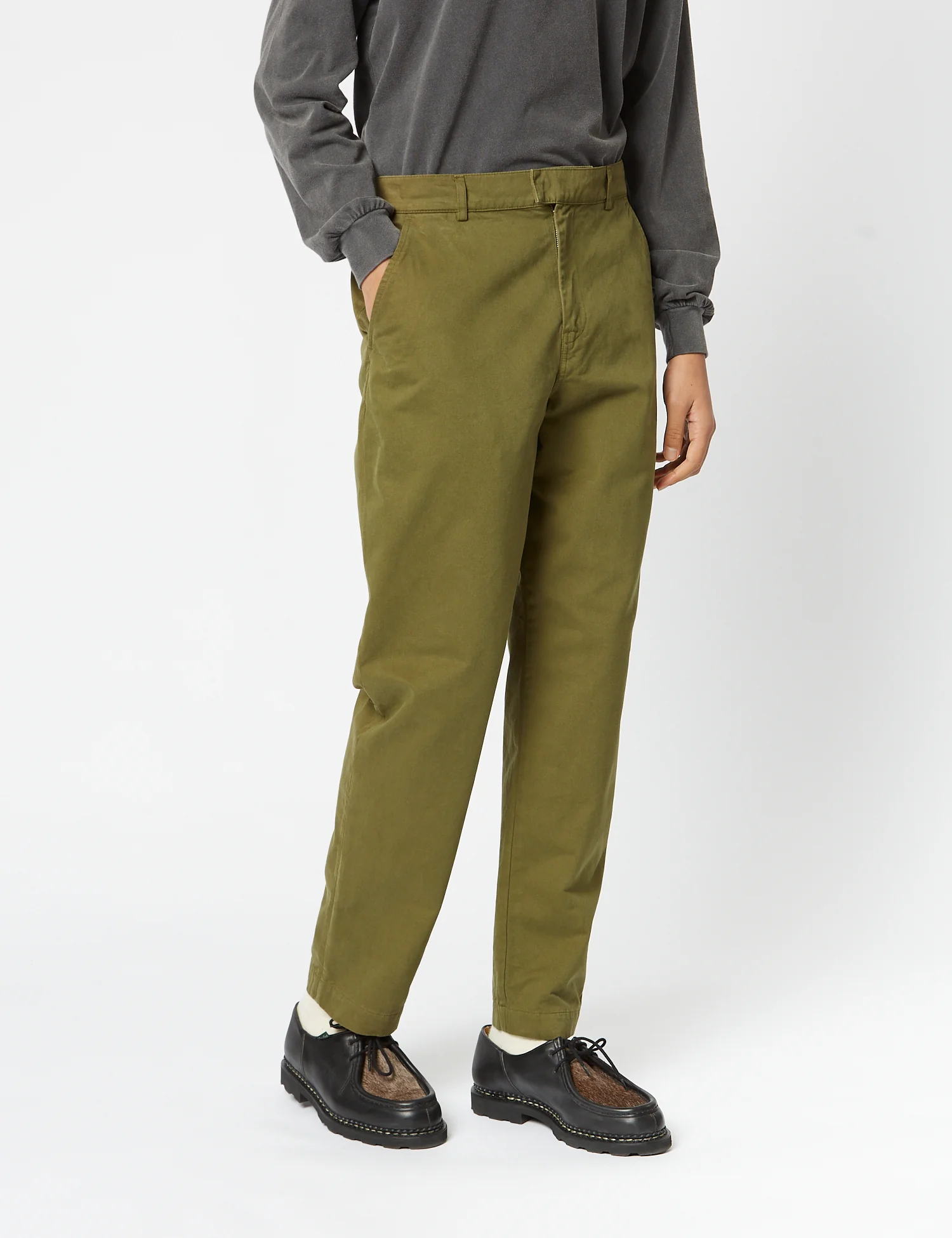 Bhode Everyday Pant Italian Cotton (Relaxed, Straight) - Olive Green - Image 5