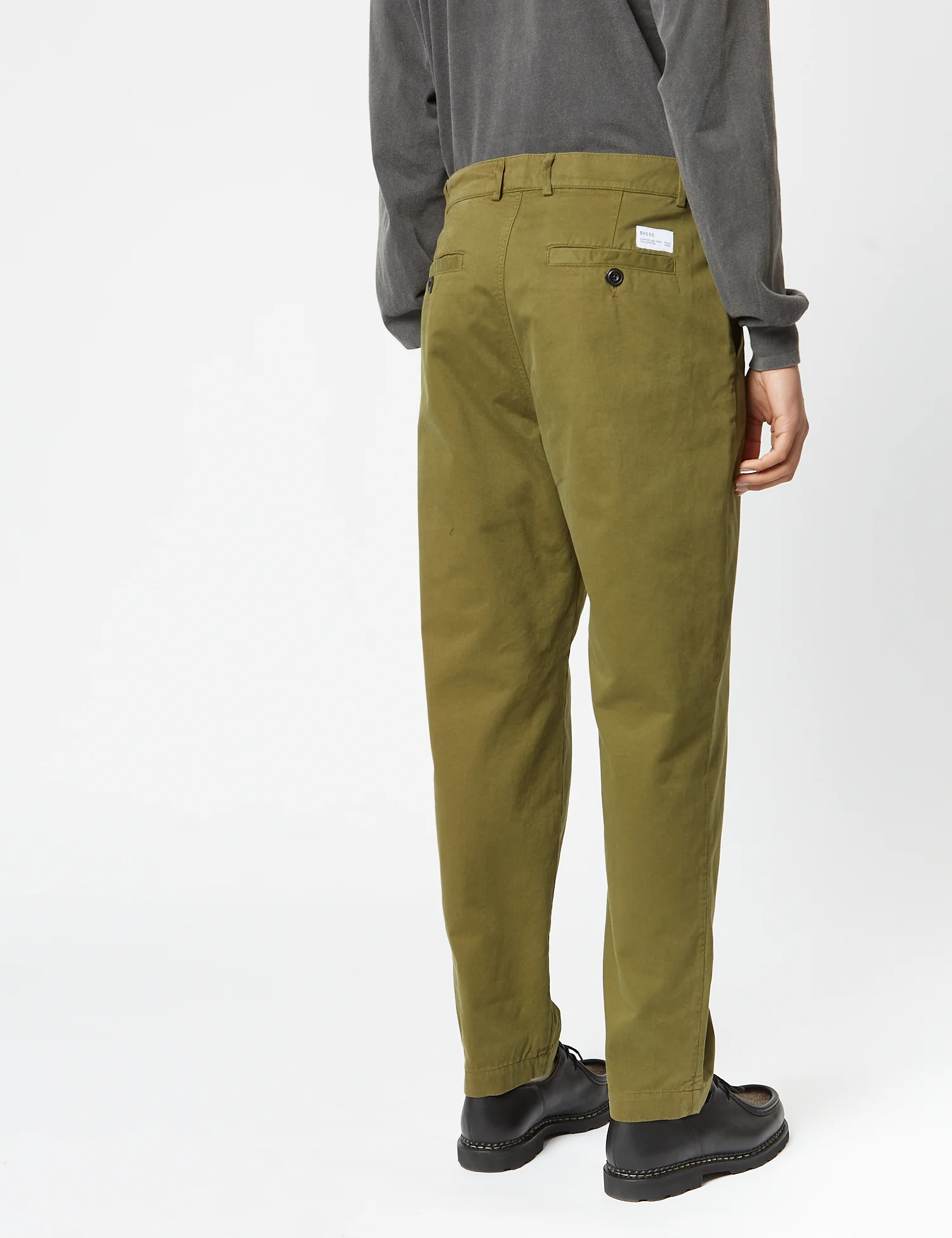 Bhode Everyday Pant Italian Cotton (Relaxed, Straight) - Olive Green - Image 6