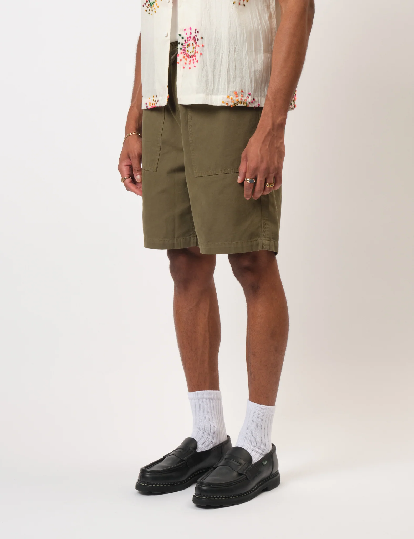 Bhode Fatigue Shorts (Duck Canvas) - Burnt Olive Green - Image 4