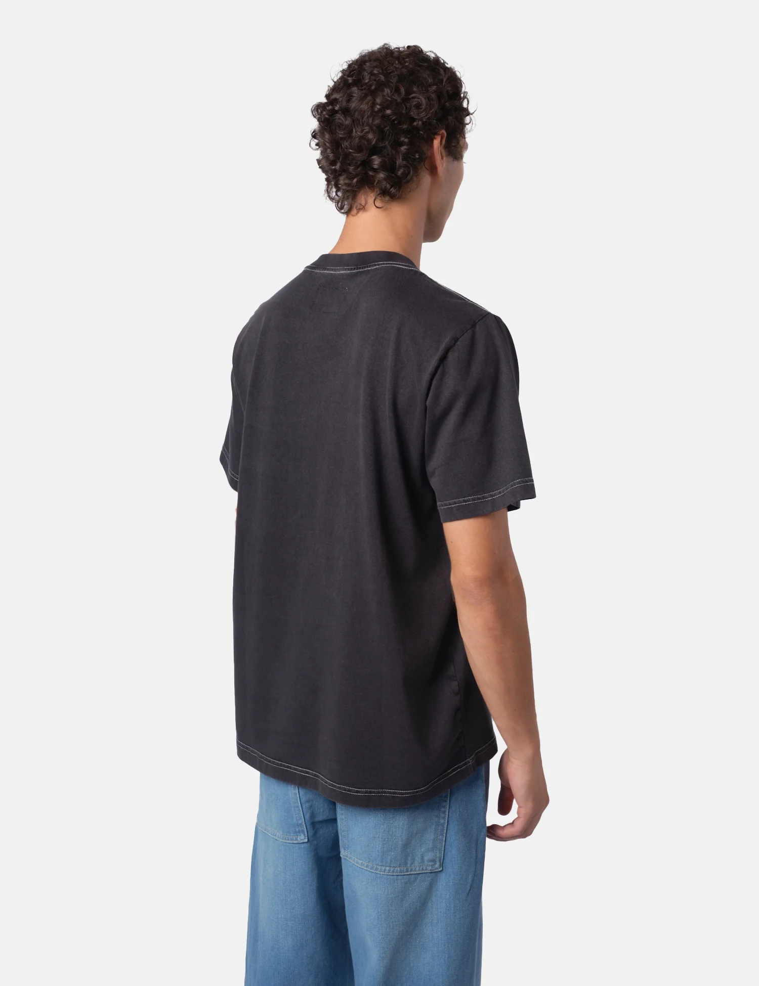 Bhode Good Vibes Pigment Dyed T-Shirt - Washed Black - Image 5