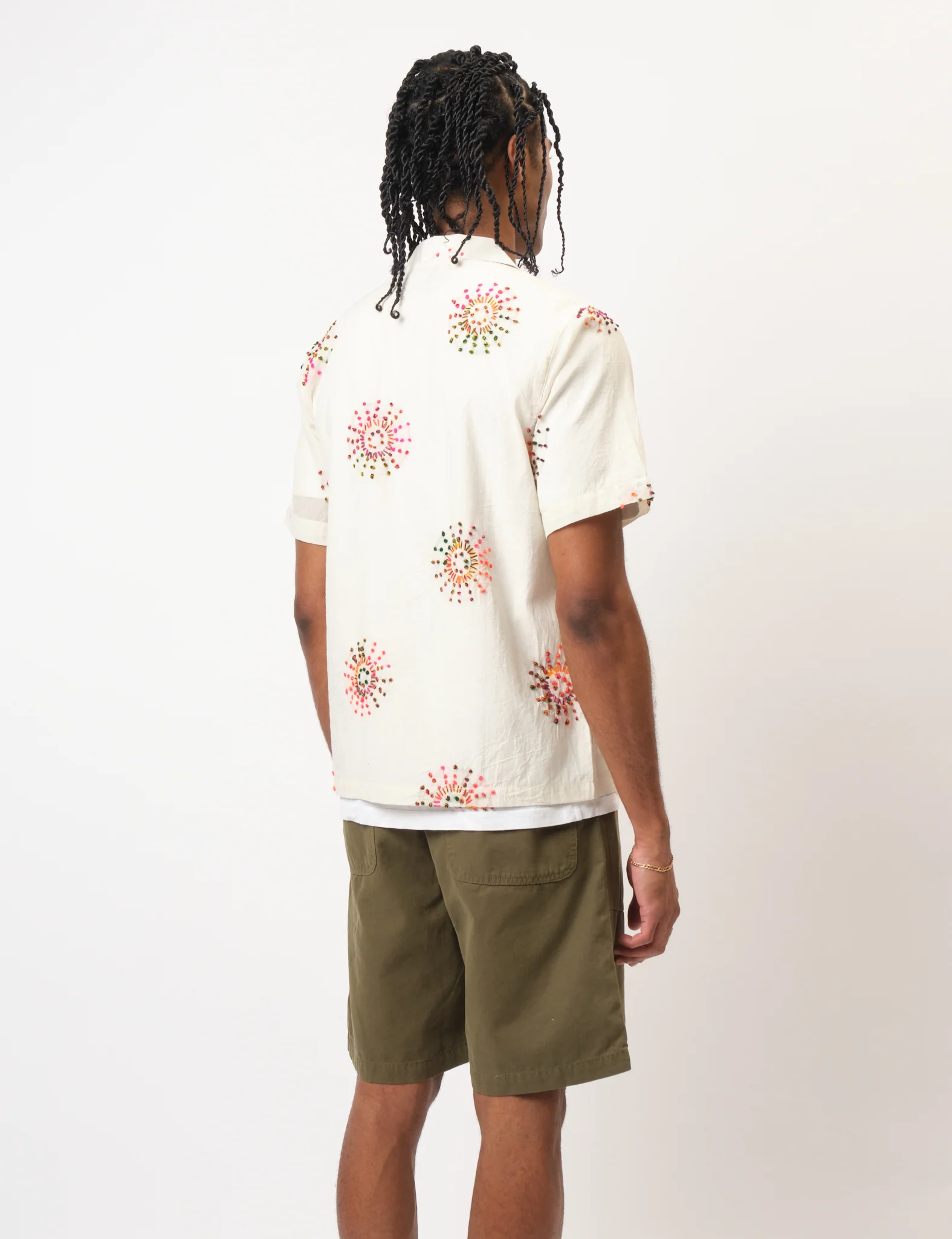 Bhode Knot Sun Hand Embroidered Shirt - Ivory White - Image 6