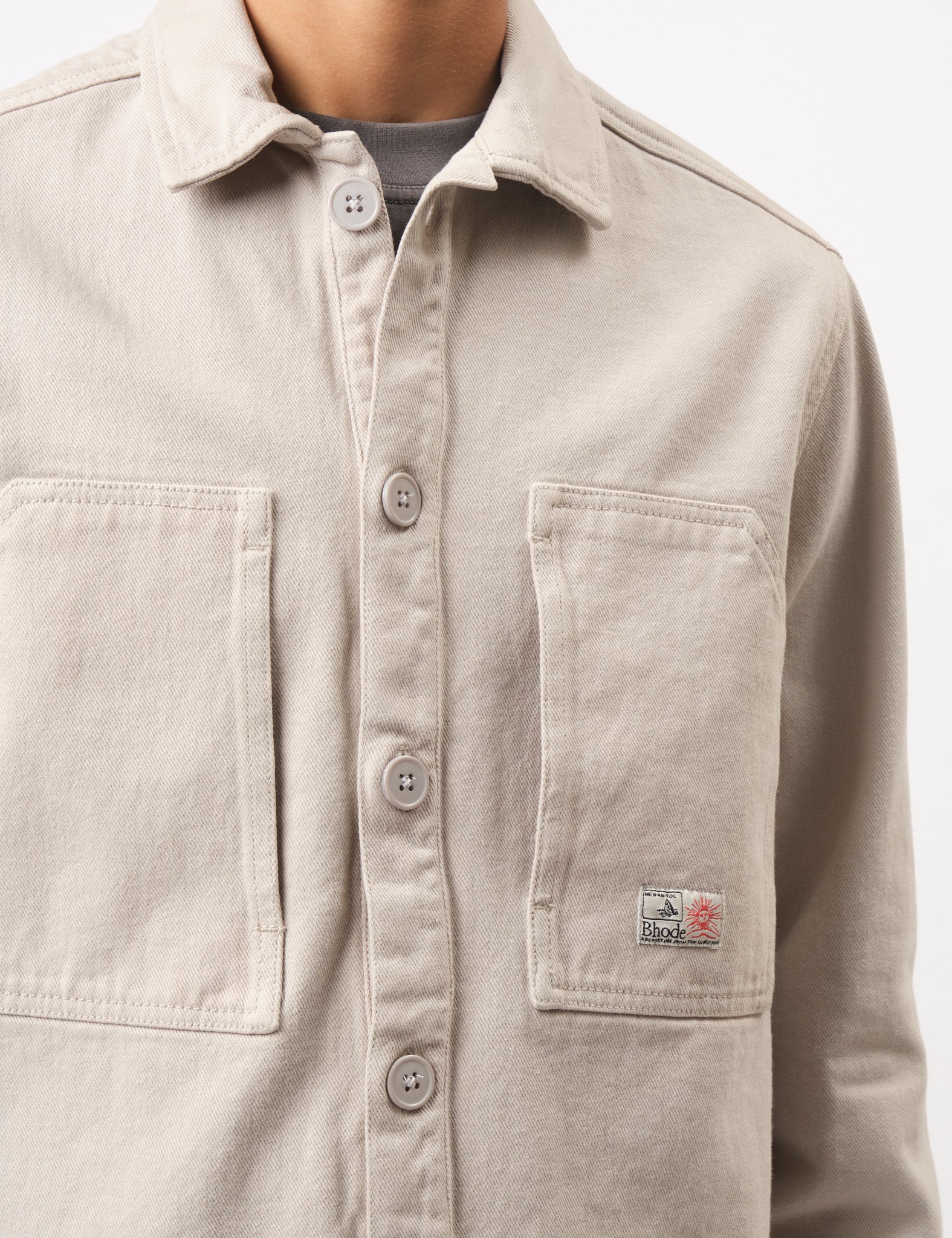 Bhode Map Pocket Overshirt Twill - Cornish Stone - Image 3