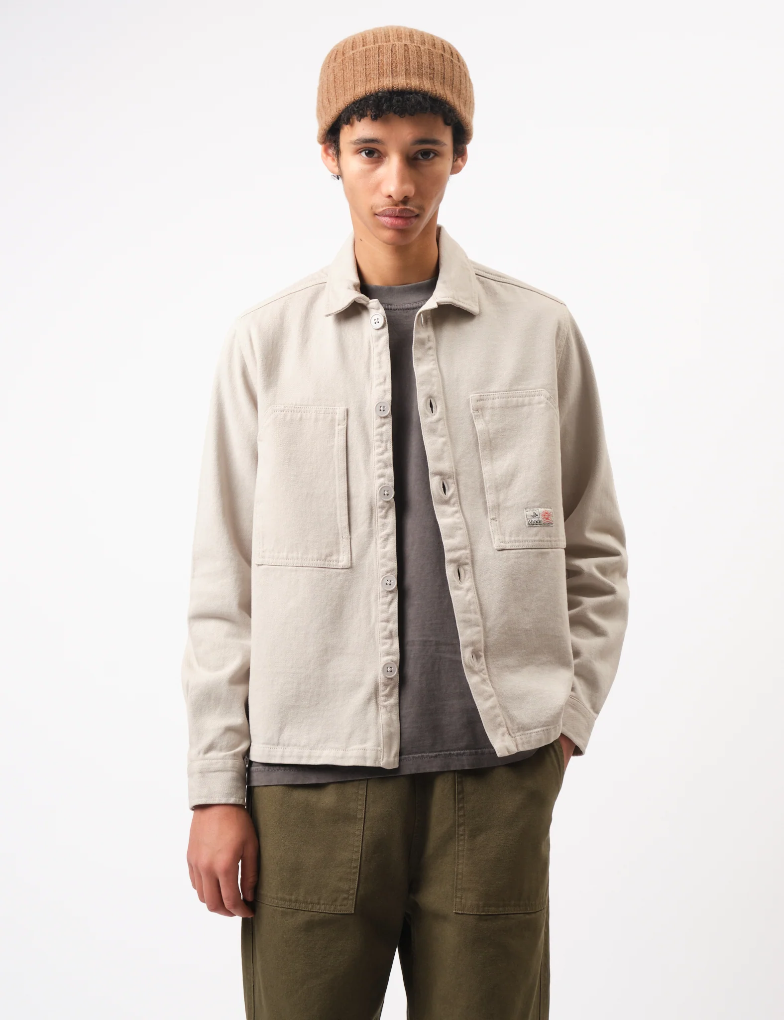 Bhode Map Pocket Overshirt Twill - Cornish Stone - Image 5