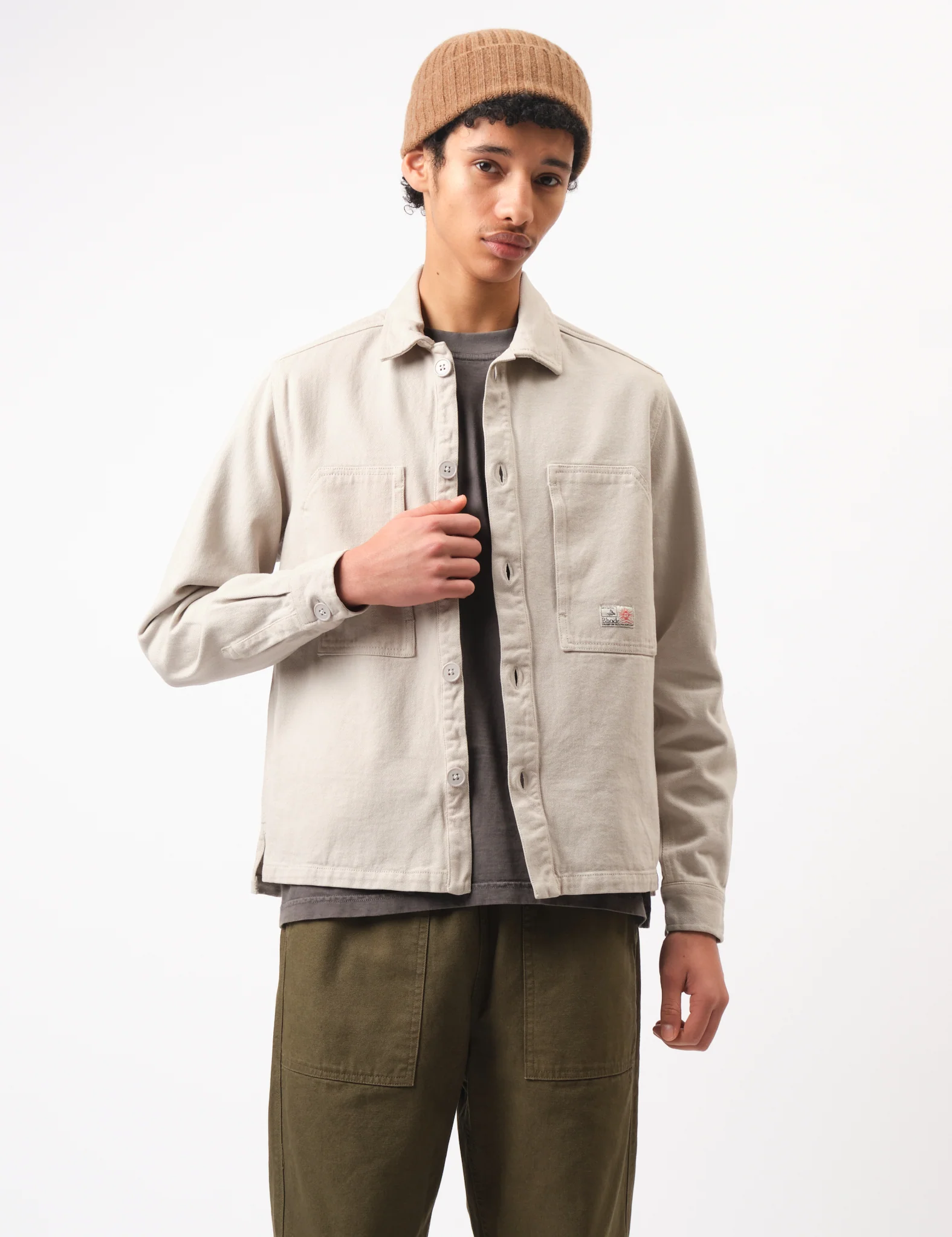 Bhode Map Pocket Overshirt Twill - Cornish Stone - Image 7