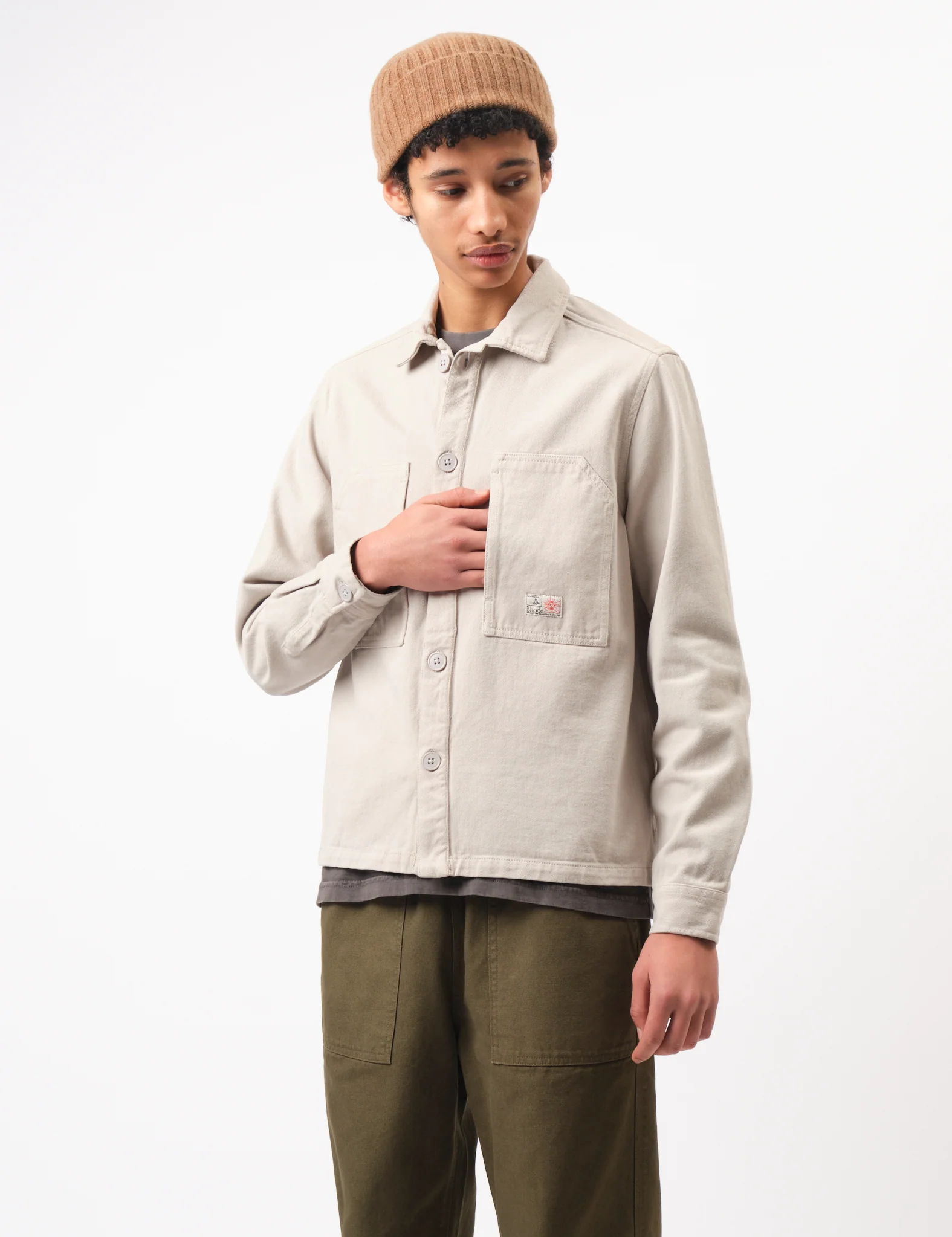 Bhode Map Pocket Overshirt Twill - Cornish Stone - Image 8