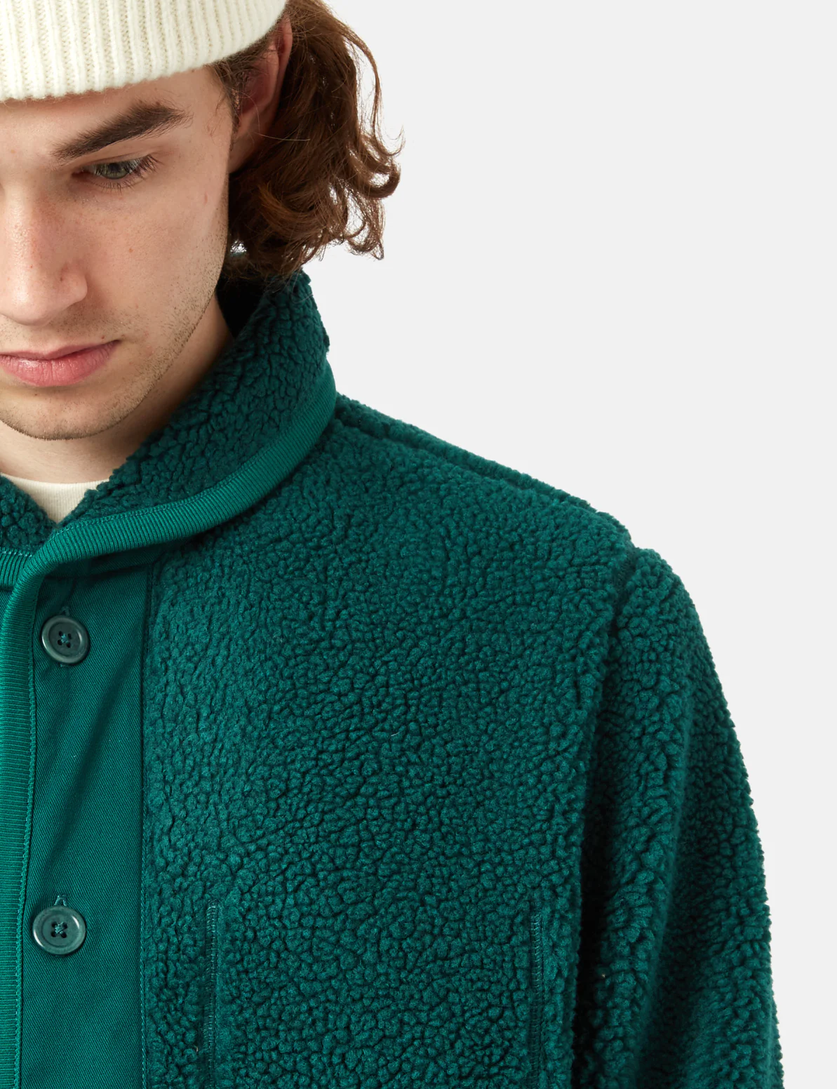 Bhode Shawl Collar Fleece - Bottle Green - Image 2