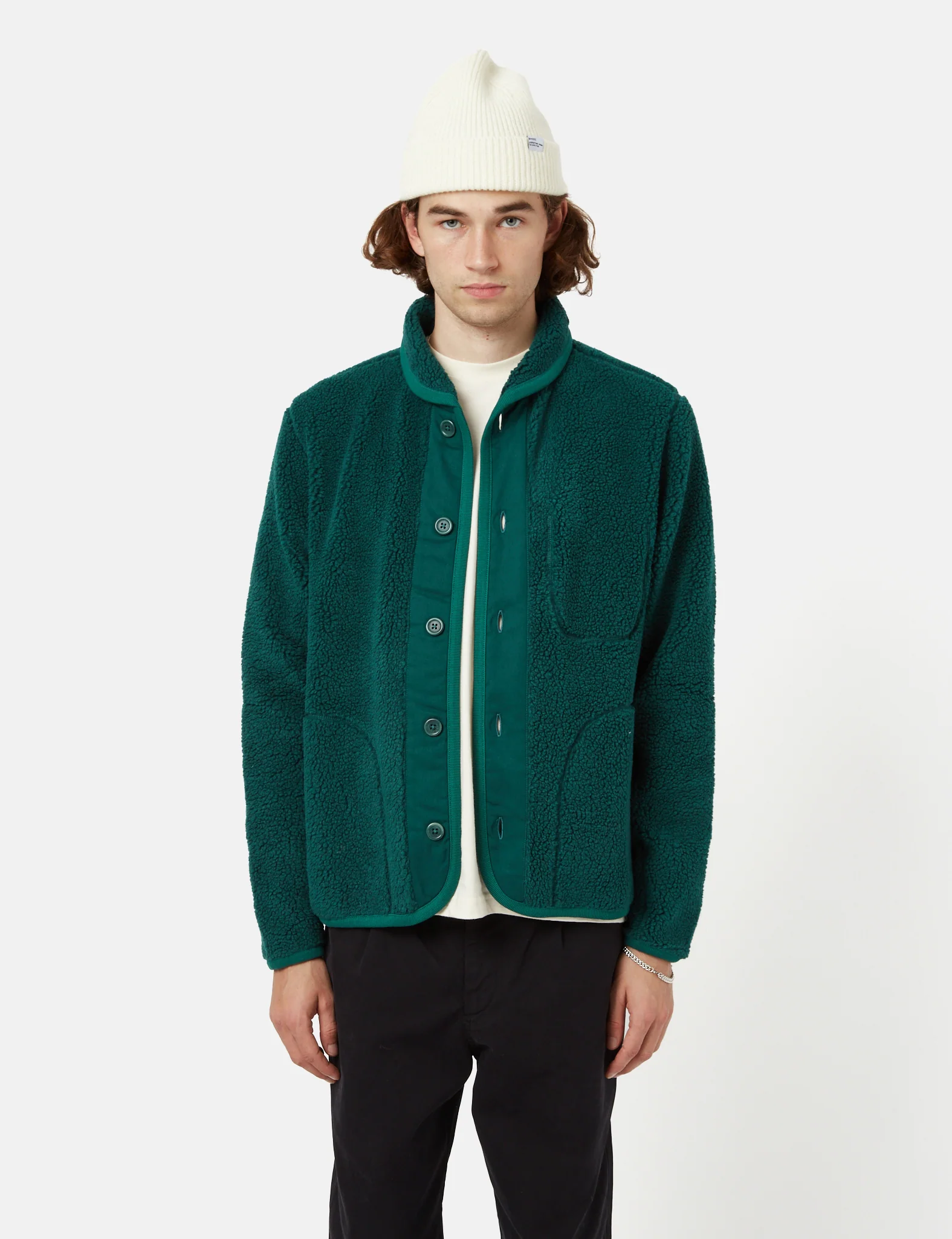 Bhode Shawl Collar Fleece - Bottle Green - Image 4