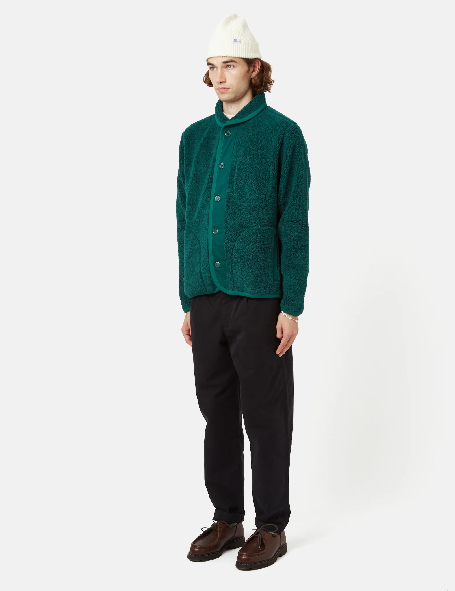 Bhode Shawl Collar Fleece - Bottle Green - Image 5