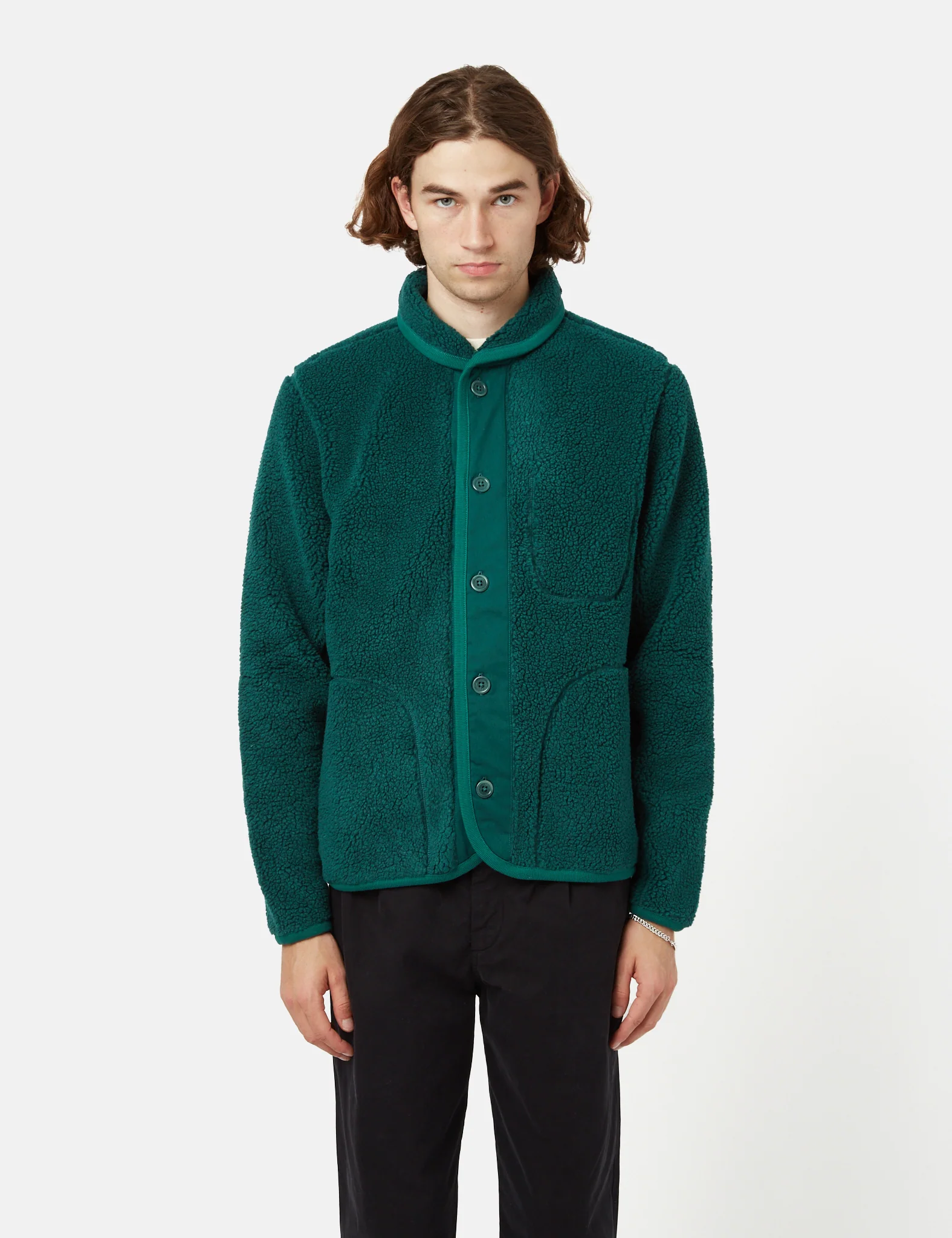 Bhode Shawl Collar Fleece - Bottle Green - Image 6