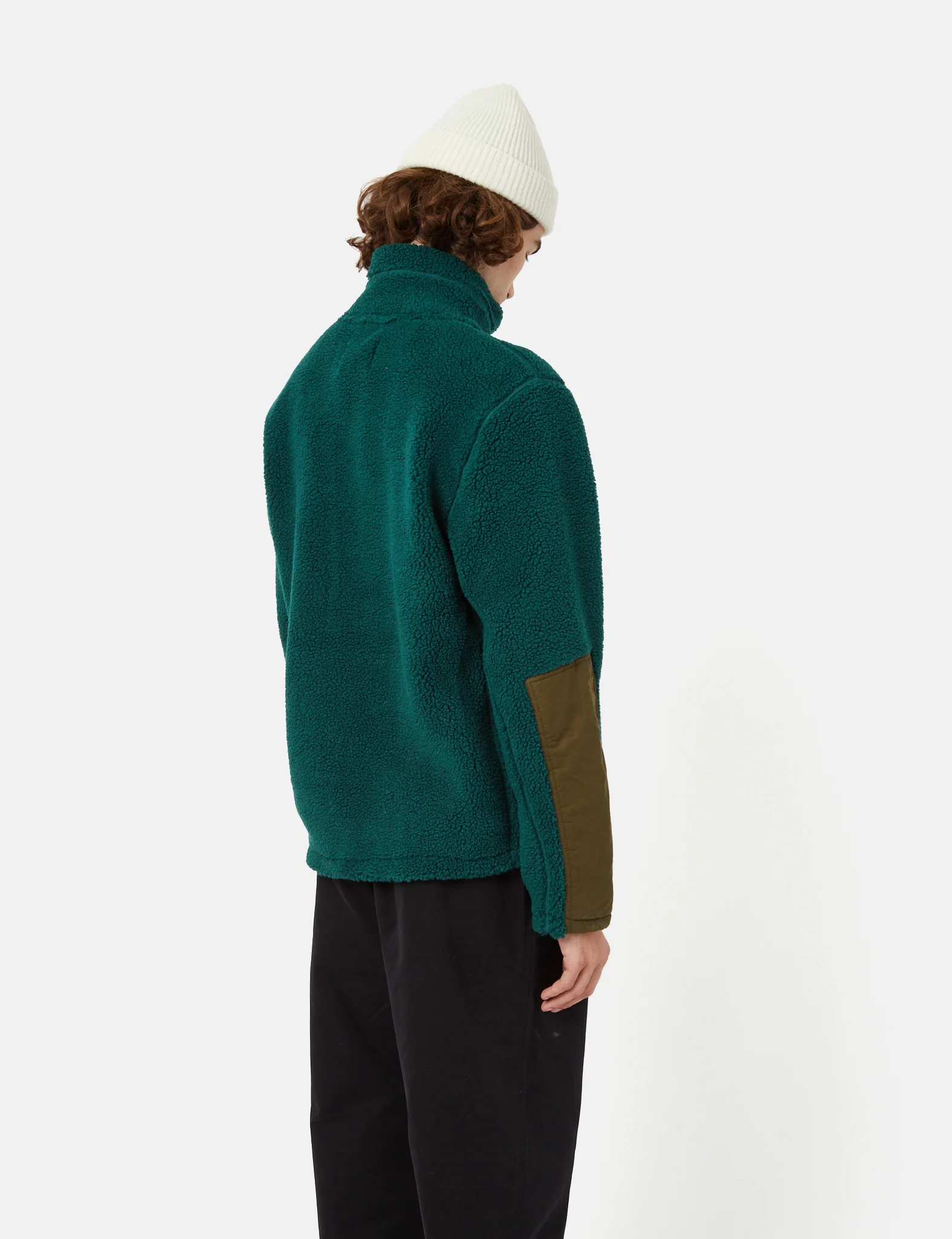 Bhode Sherpa Zip Fleece Jacket - Bottle Green - Image 3