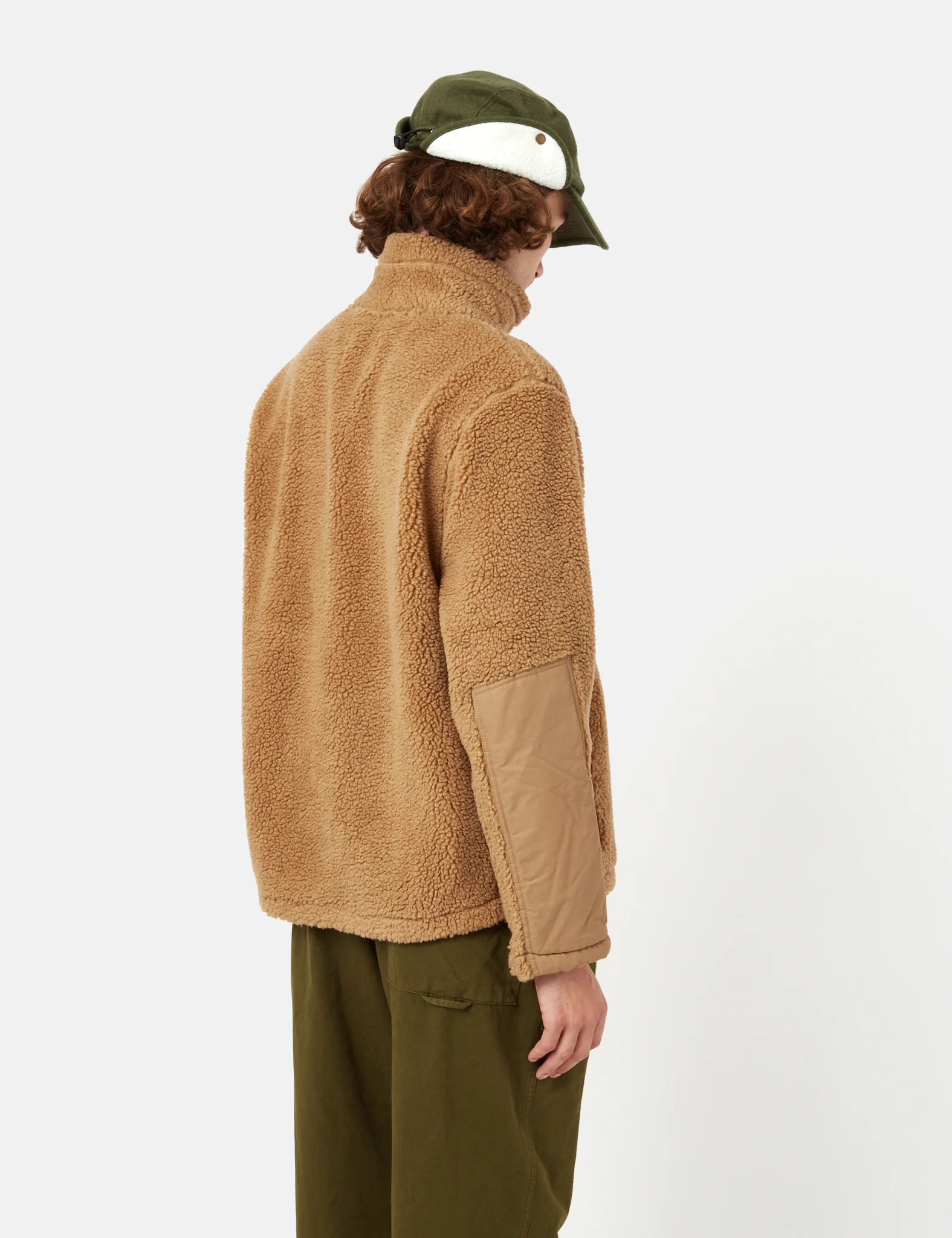 Bhode Sherpa Zip Fleece Jacket - Camel Brown - Image 3