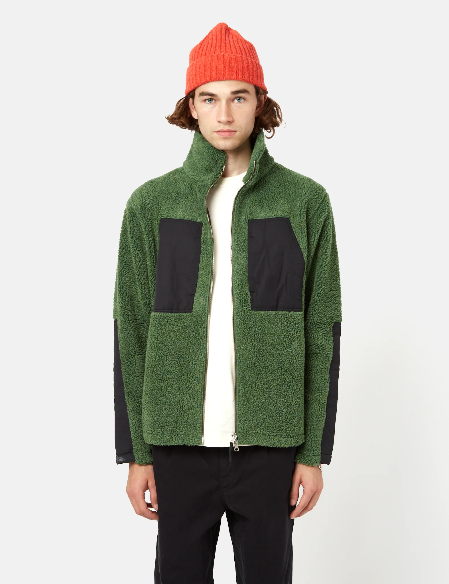 Bhode Sherpa Zip Fleece Jacket - Sage Green - Image 4