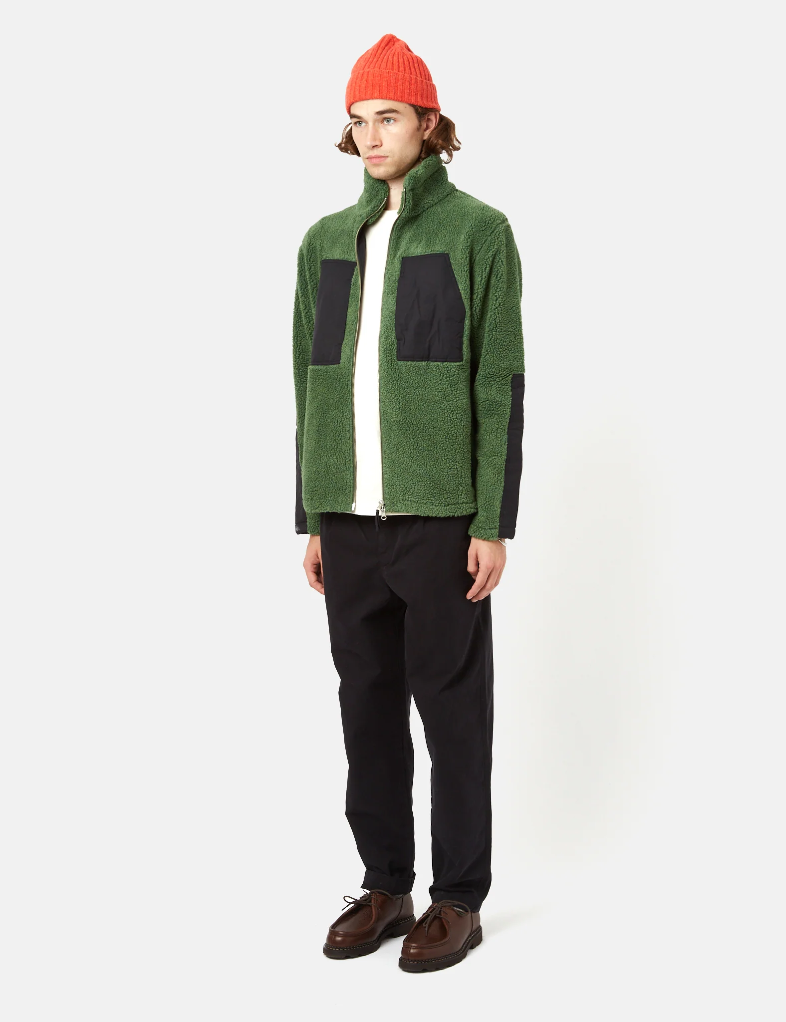 Bhode Sherpa Zip Fleece Jacket - Sage Green - Image 5
