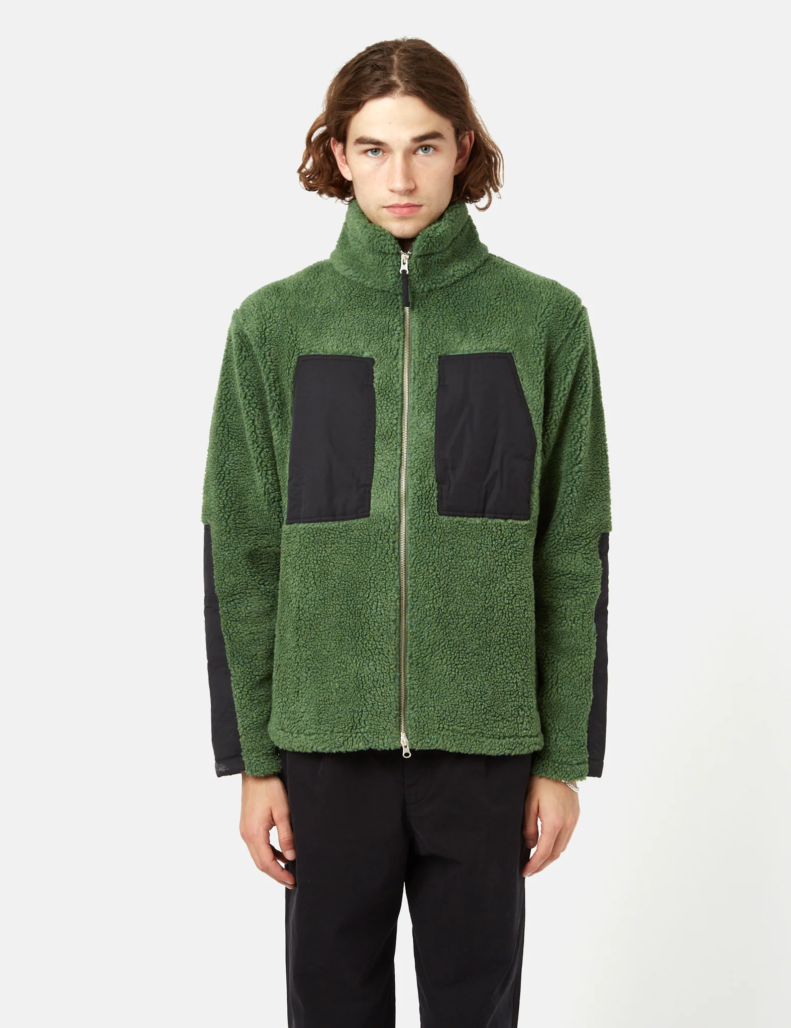 Bhode Sherpa Zip Fleece Jacket - Sage Green - Image 6