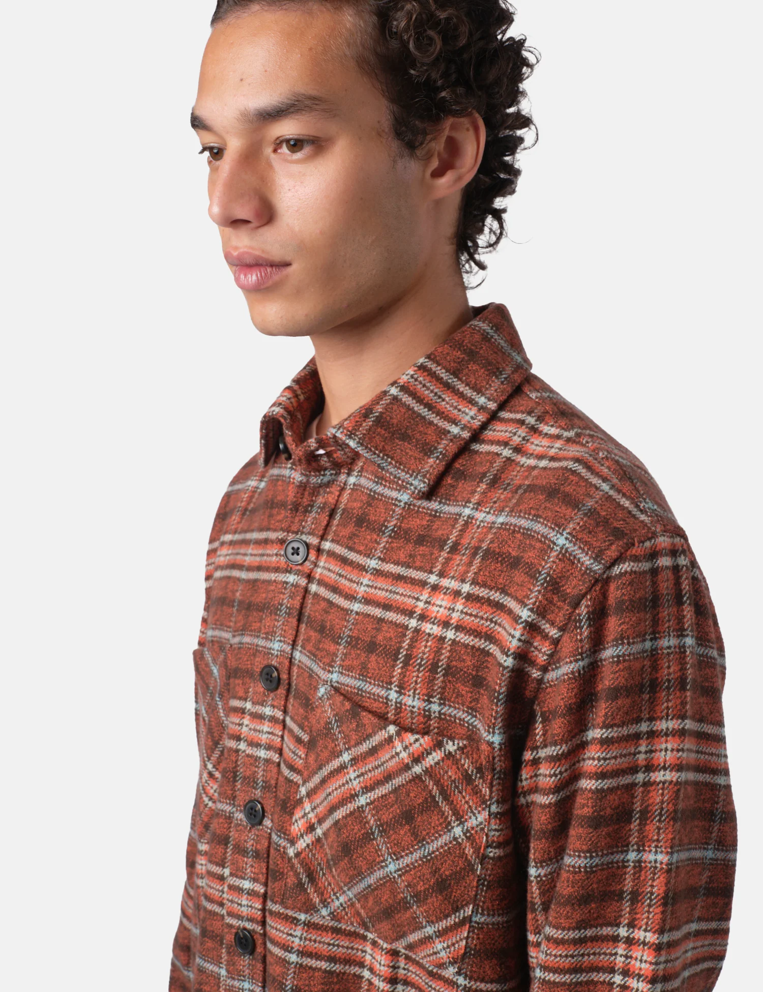 Bhode Zennor Check Over Shirt (Flannel) - Rust/Brown - Image 6