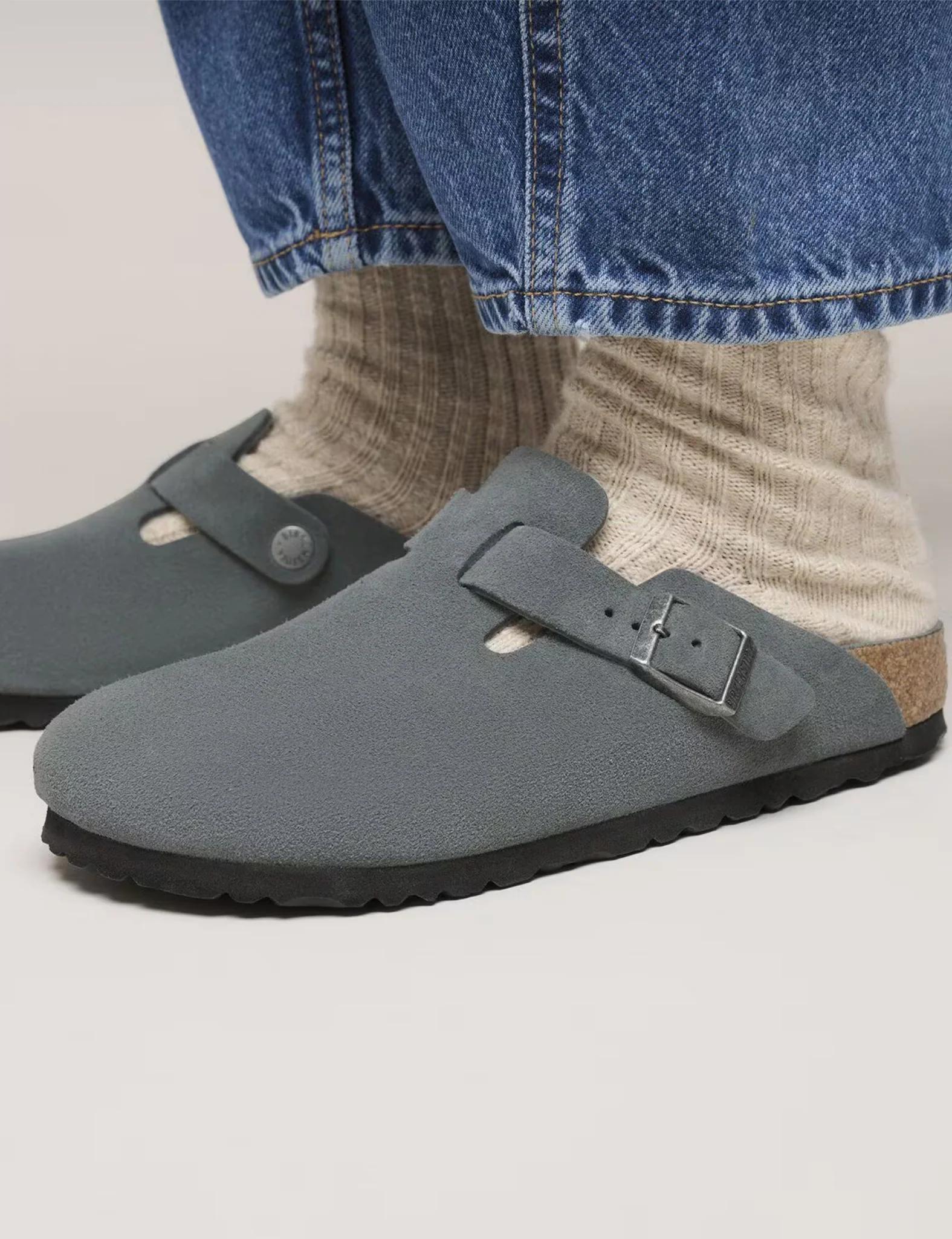 Birkenstock Boston Suede Clogs (Regular) - Basalt Gray - Image 5