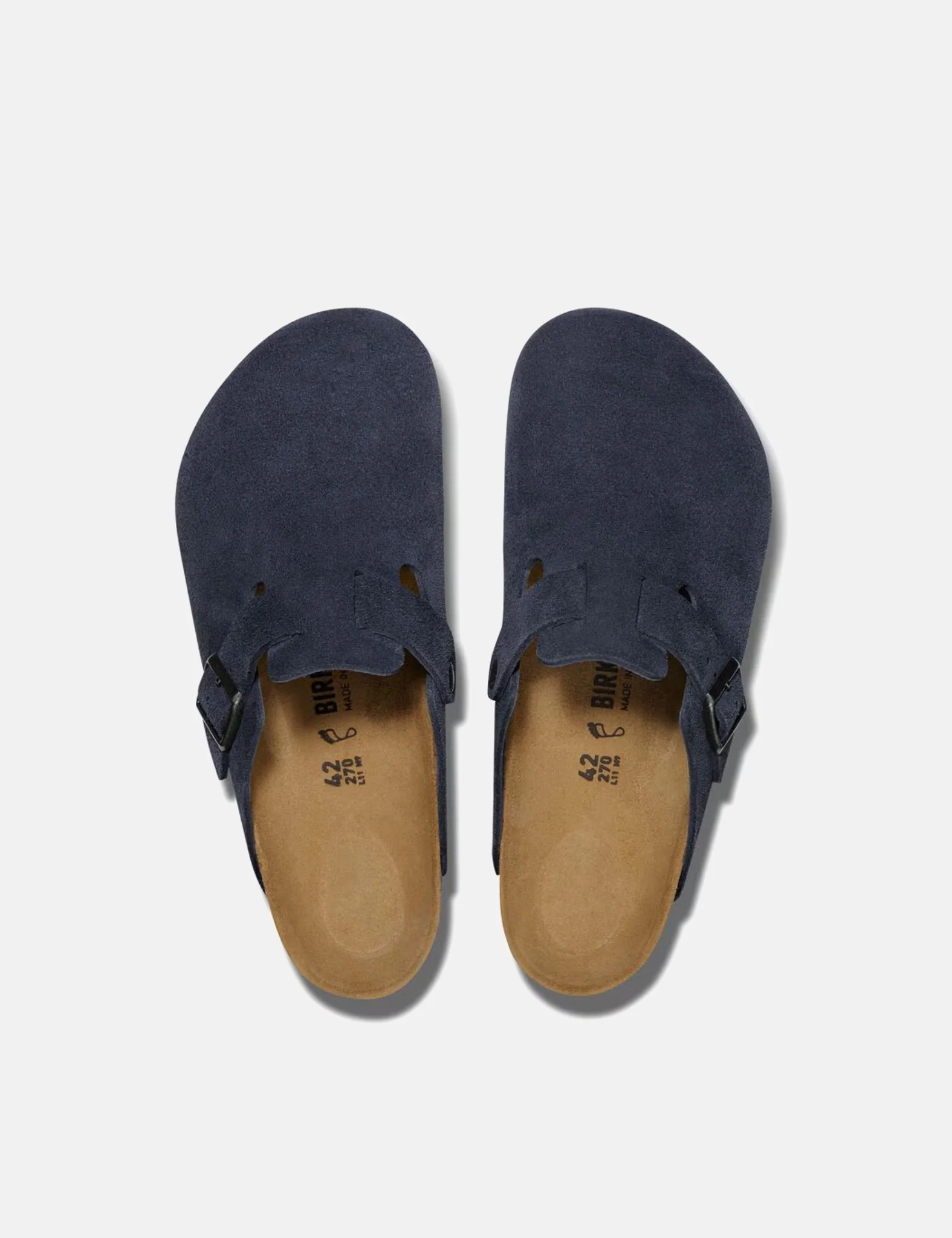 Birkenstock Boston Suede Clogs (Regular) - New Navy Blue - Image 3