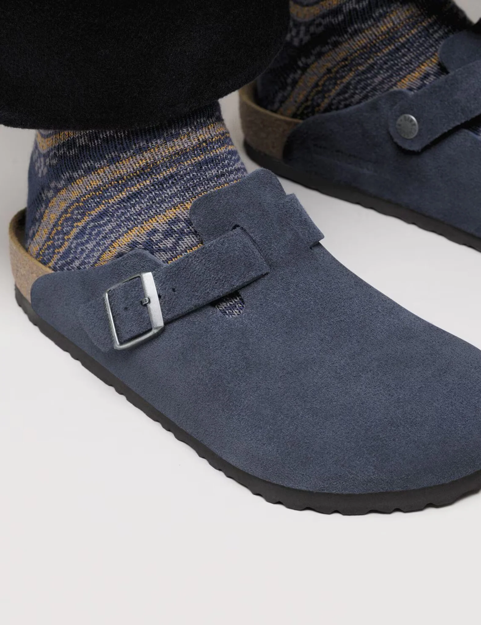 Birkenstock Boston Suede Clogs (Regular) - New Navy Blue - Image 4