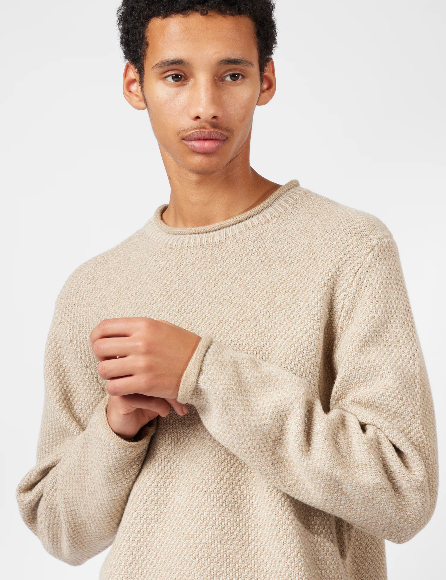 Finisterre Barents Jumper (Wool Mix) - Oatmeal - Image 3